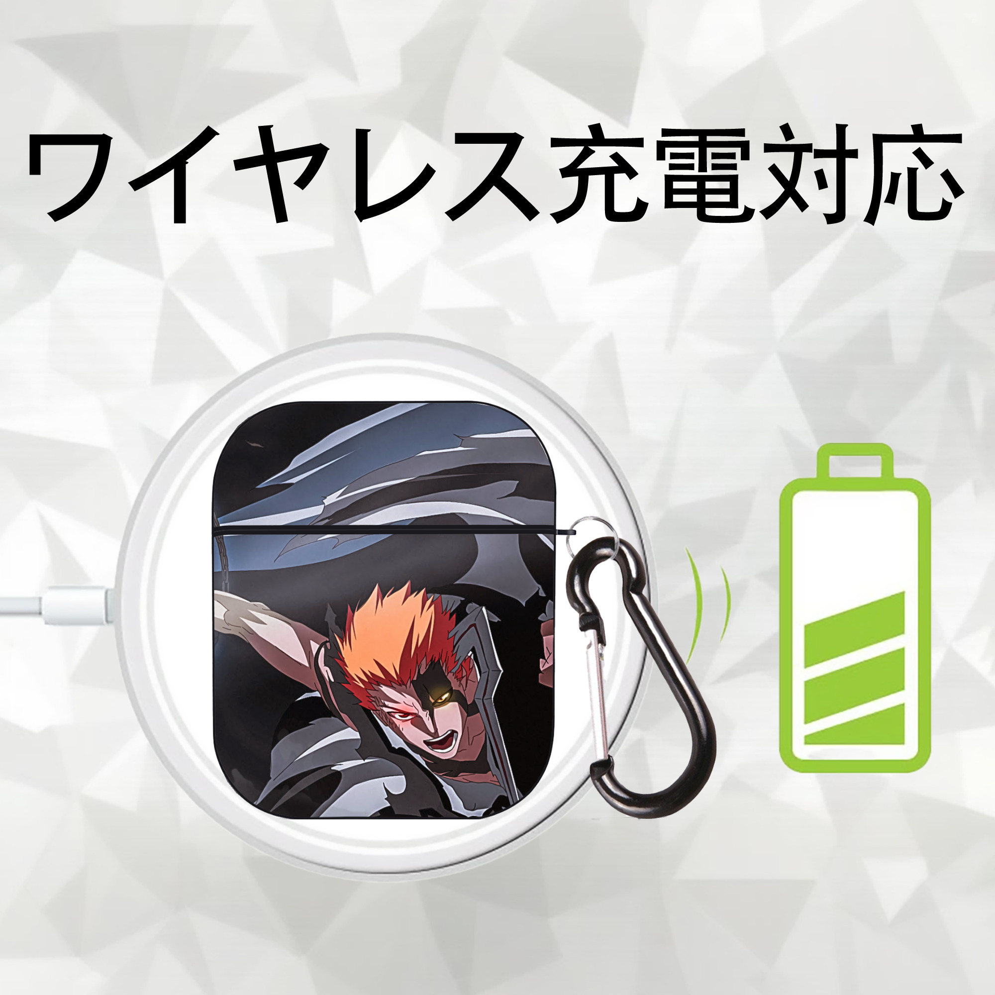 ブリーチ BLEACH AirPods 第2世代保護ケース ハードシェル ブラック 耐衝撃・防指紋・カラビナ付き