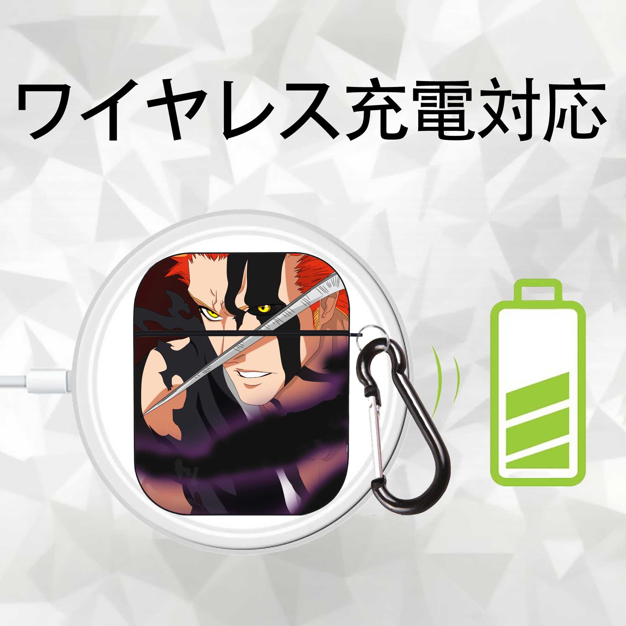 ブリーチ BLEACH AirPods 第2世代保護ケース ハードシェル ブラック 耐衝撃・防指紋・カラビナ付き