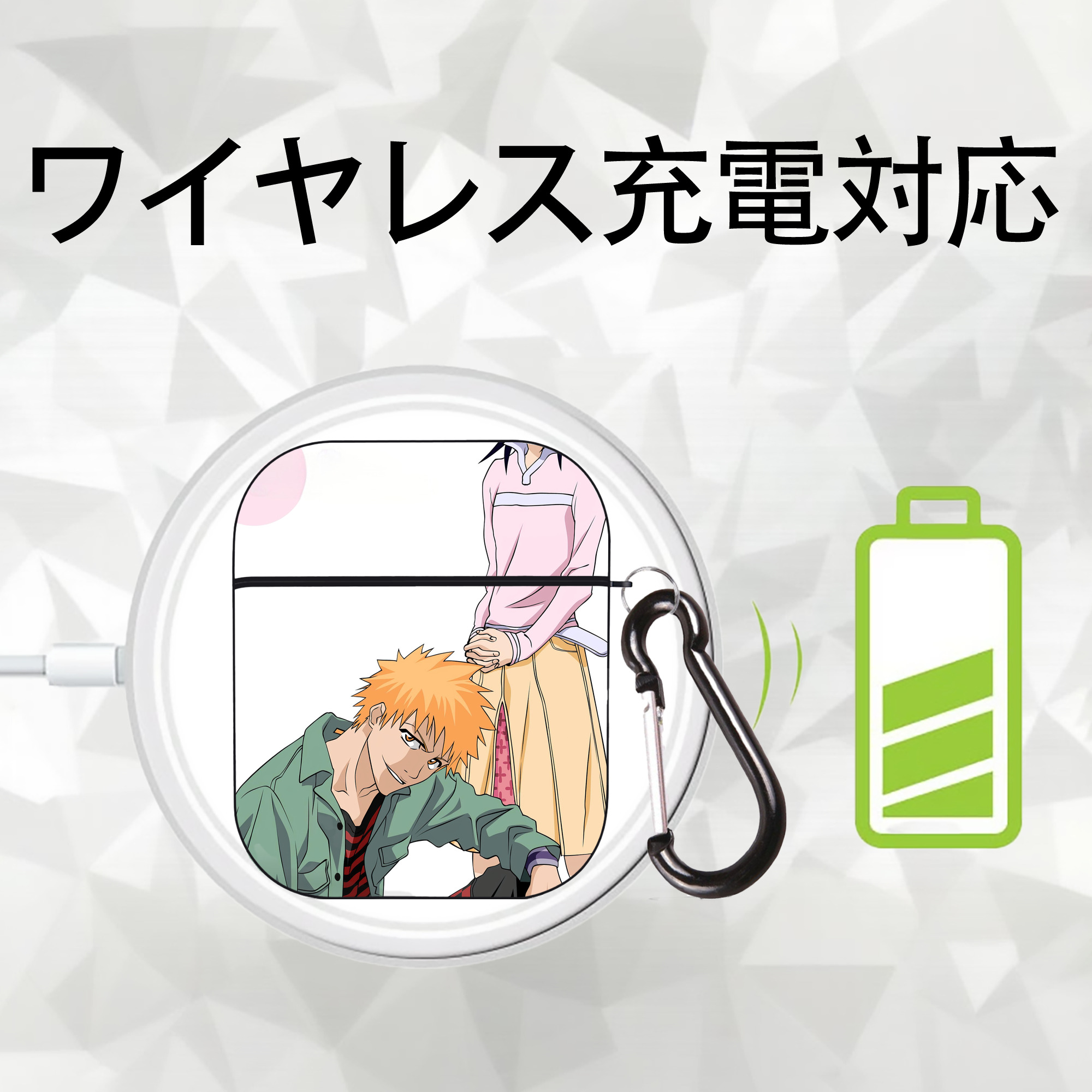 ブリーチ BLEACH AirPods 第2世代保護ケース ハードシェル ブラック 耐衝撃・防指紋・カラビナ付き