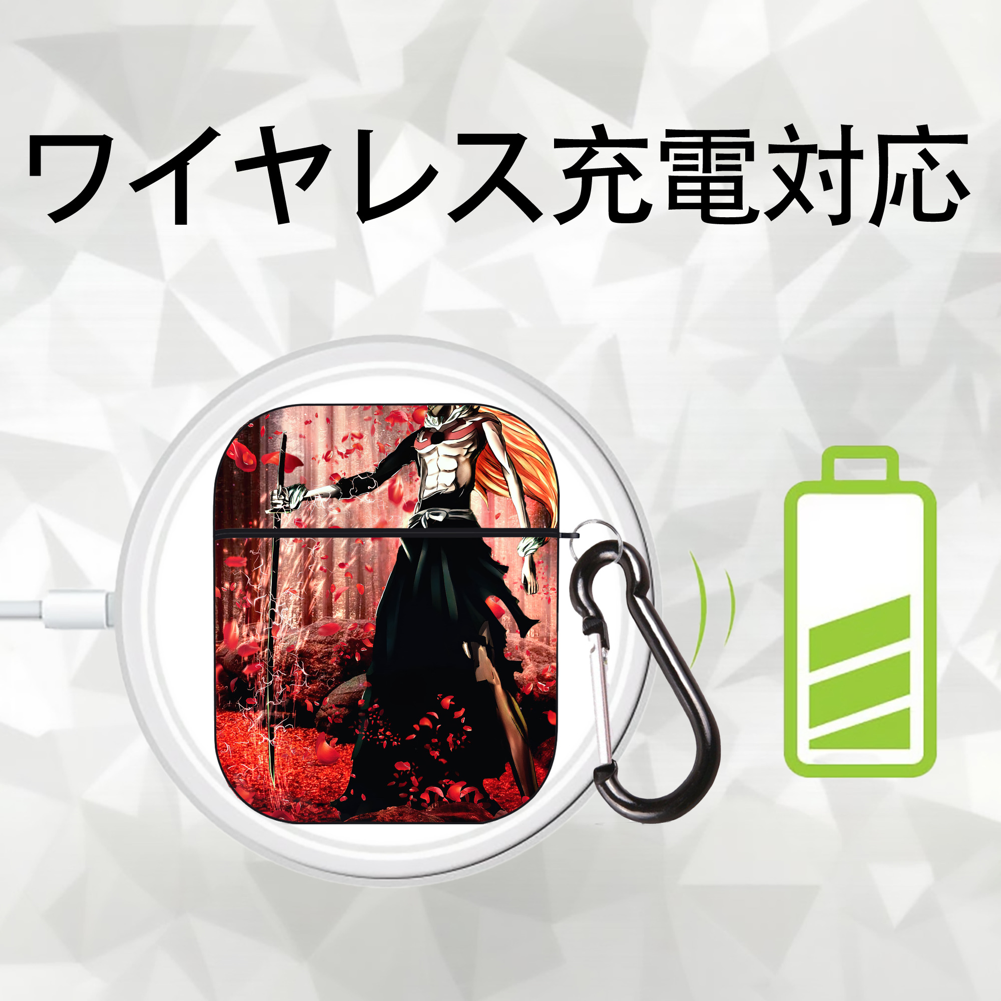 ブリーチ BLEACH AirPods 第2世代保護ケース ハードシェル ブラック 耐衝撃・防指紋・カラビナ付き