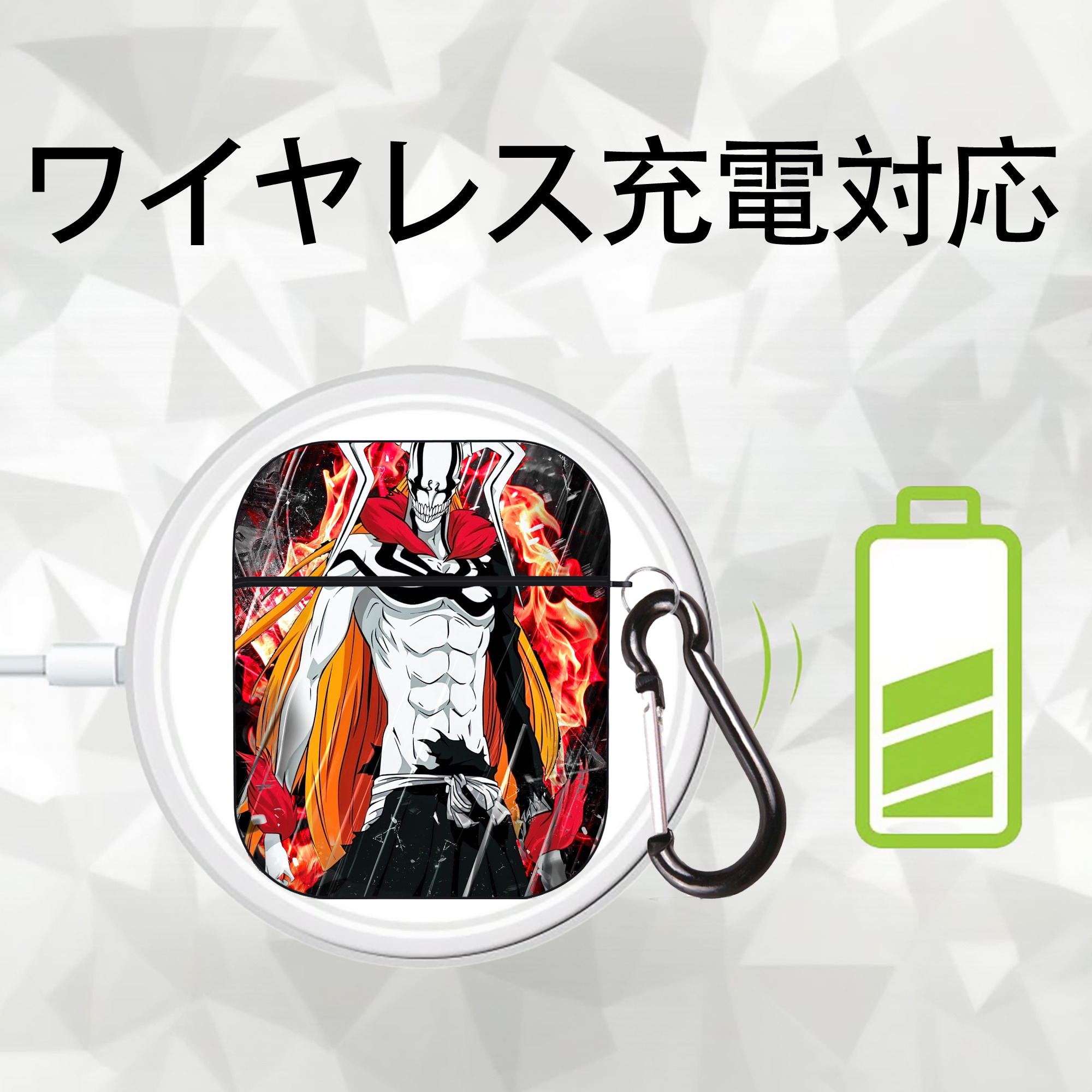 ブリーチ BLEACH AirPods 第2世代保護ケース ハードシェル ブラック 耐衝撃・防指紋・カラビナ付き