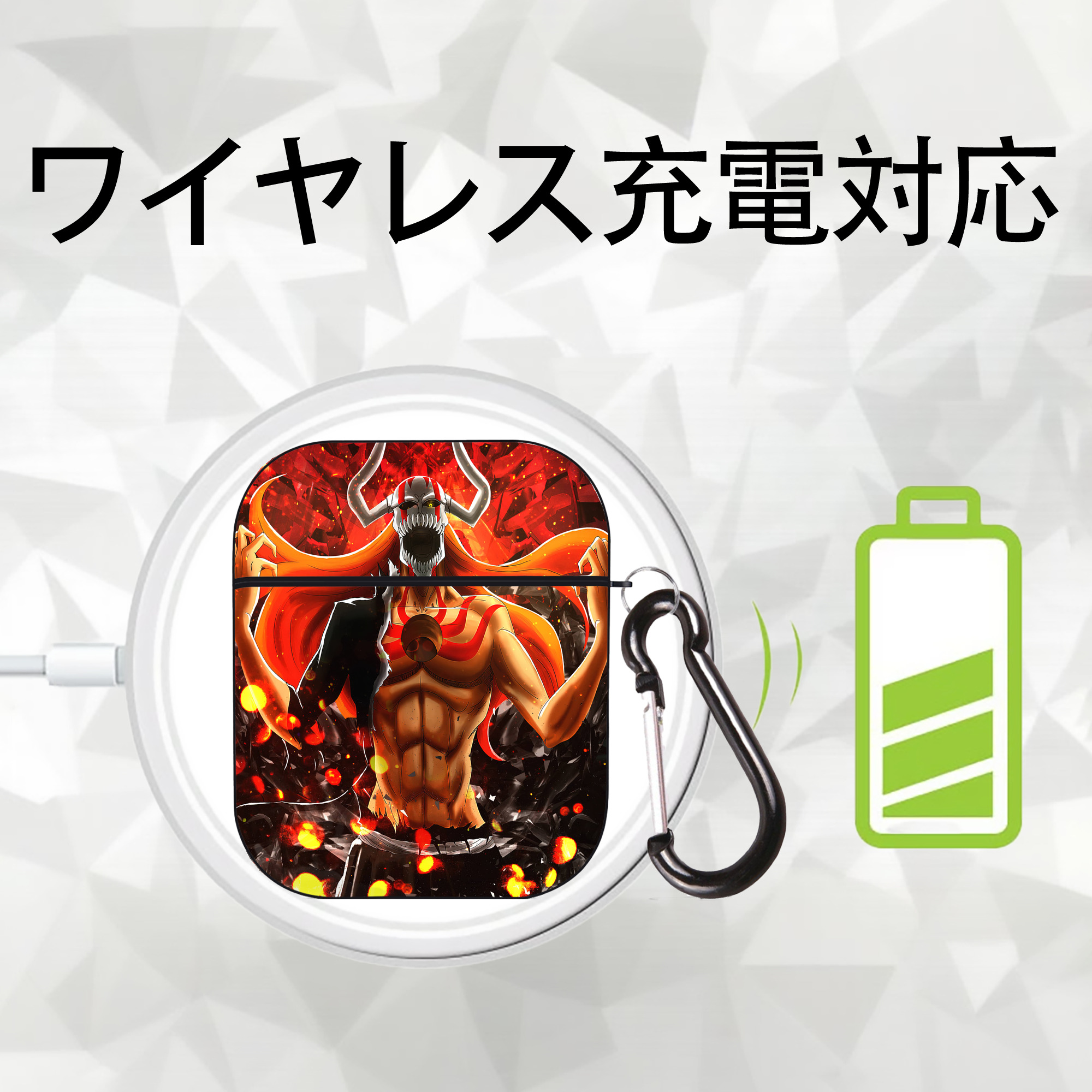 ブリーチ BLEACH AirPods 第2世代保護ケース ハードシェル ブラック 耐衝撃・防指紋・カラビナ付き