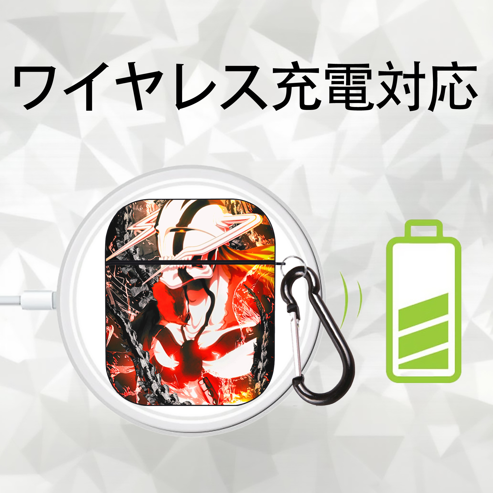 ブリーチ BLEACH AirPods 第2世代保護ケース ハードシェル ブラック 耐衝撃・防指紋・カラビナ付き