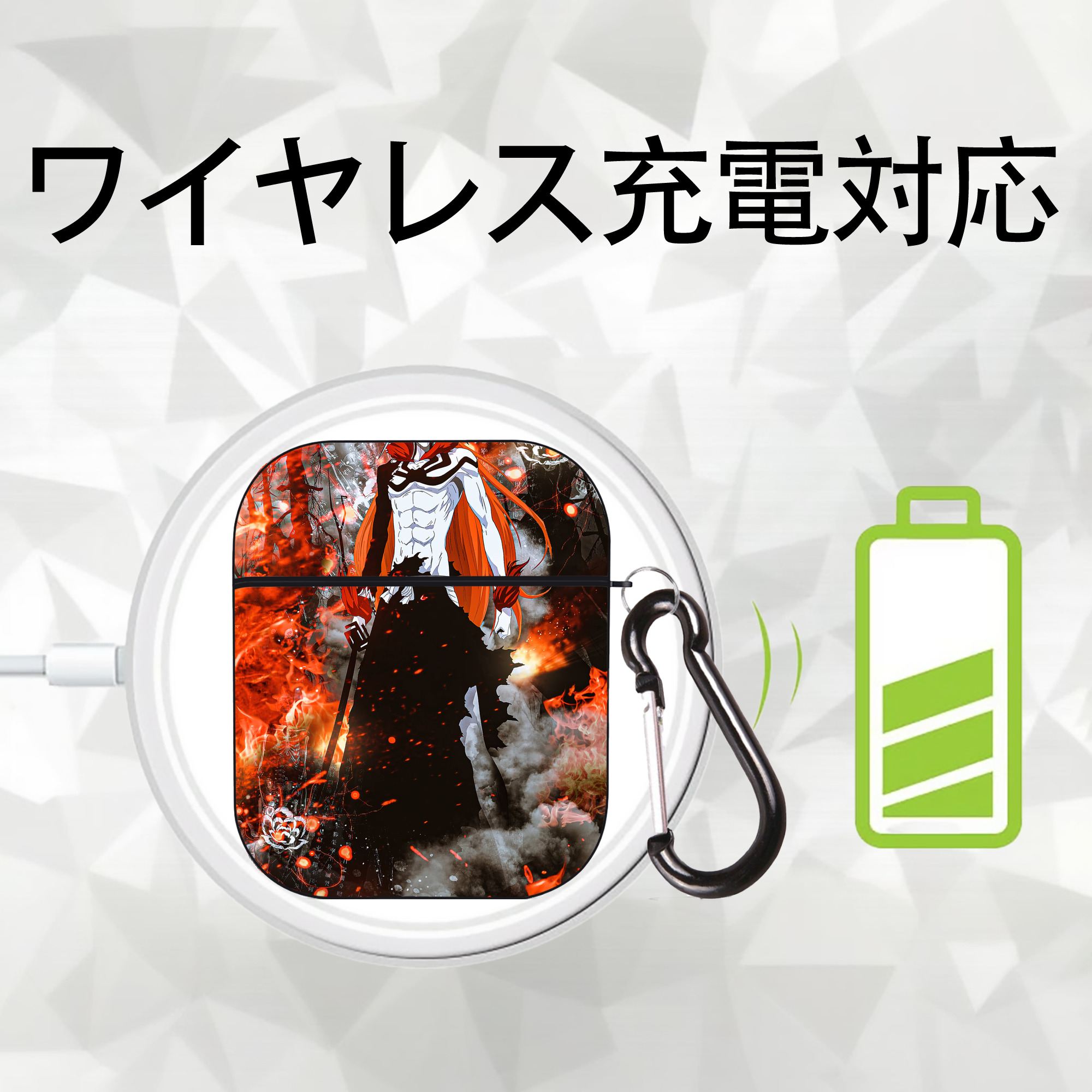 ブリーチ BLEACH AirPods 第2世代保護ケース ハードシェル ブラック 耐衝撃・防指紋・カラビナ付き