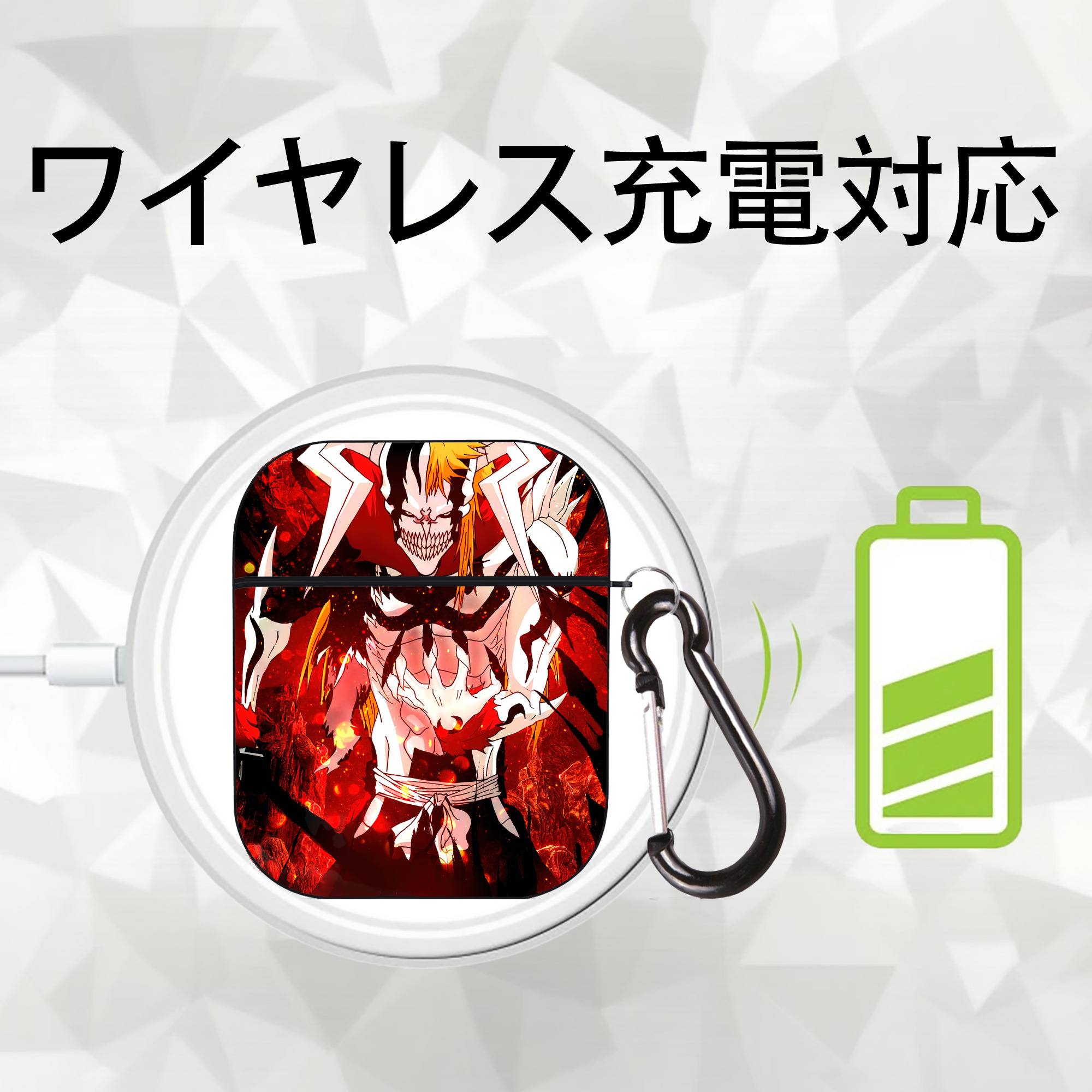ブリーチ BLEACH AirPods 第2世代保護ケース ハードシェル ブラック 耐衝撃・防指紋・カラビナ付き