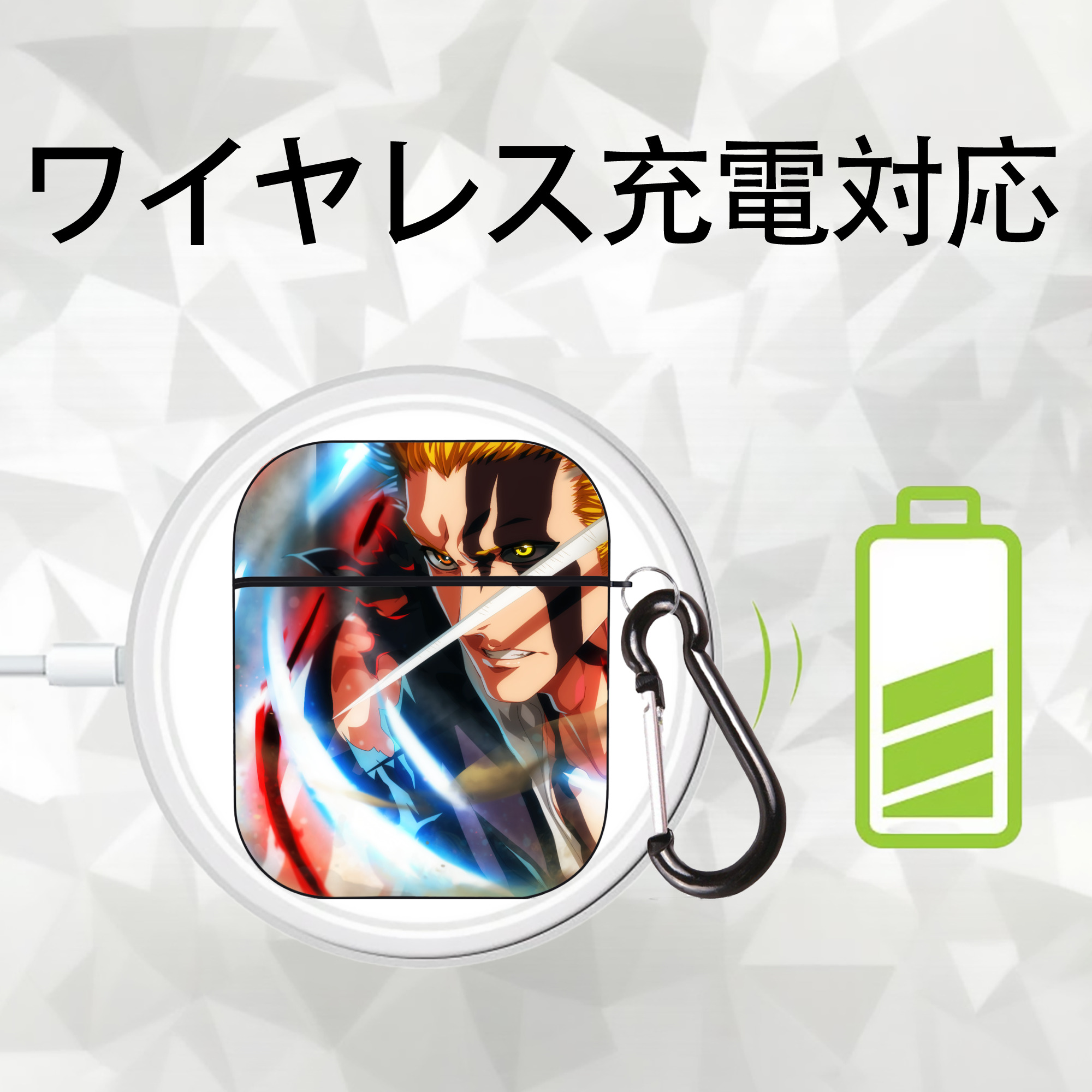 ブリーチ BLEACH AirPods 第2世代保護ケース ハードシェル ブラック 耐衝撃・防指紋・カラビナ付き