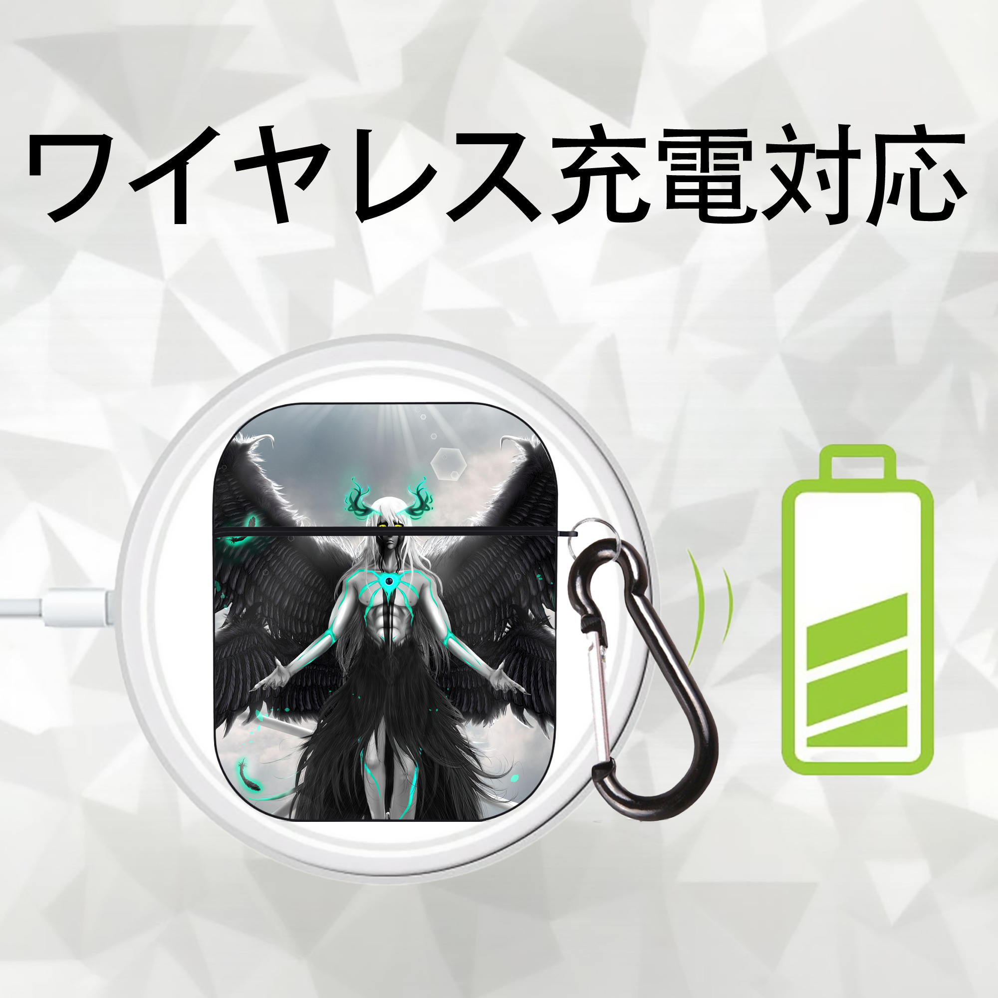 ブリーチ BLEACH AirPods 第2世代保護ケース ハードシェル ブラック 耐衝撃・防指紋・カラビナ付き