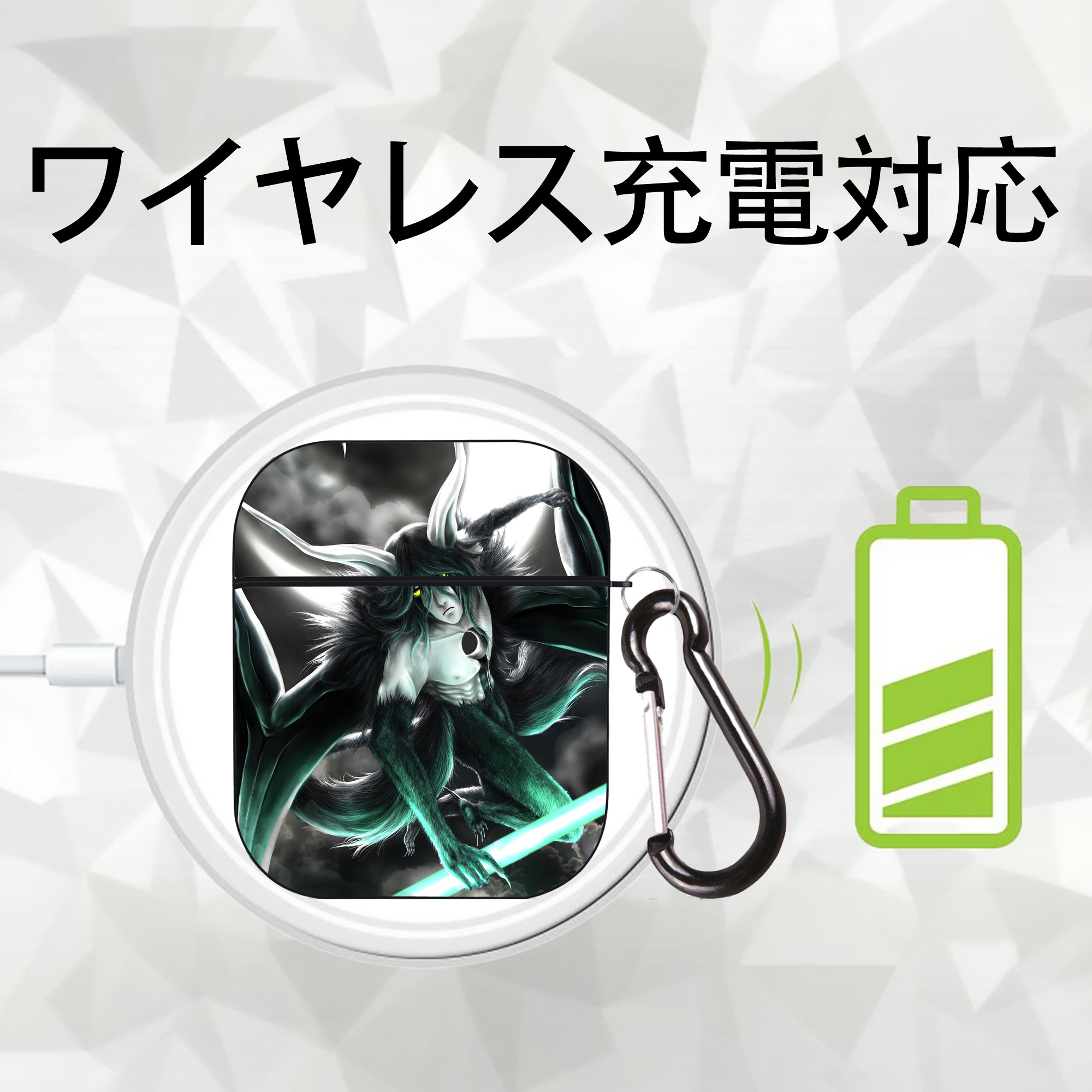 ブリーチ BLEACH AirPods 第2世代保護ケース ハードシェル ブラック 耐衝撃・防指紋・カラビナ付き