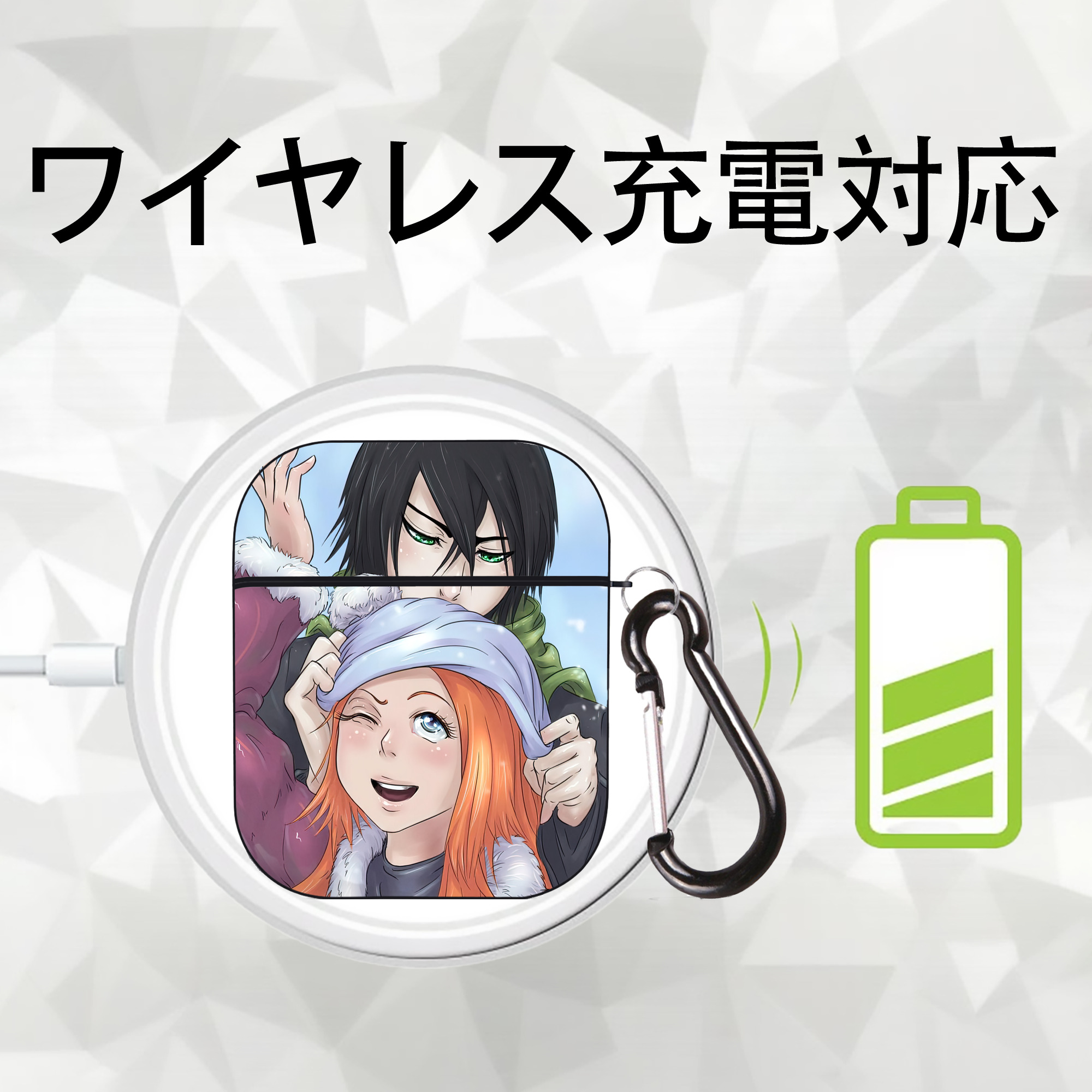 ブリーチ BLEACH AirPods 第2世代保護ケース ハードシェル ブラック 耐衝撃・防指紋・カラビナ付き