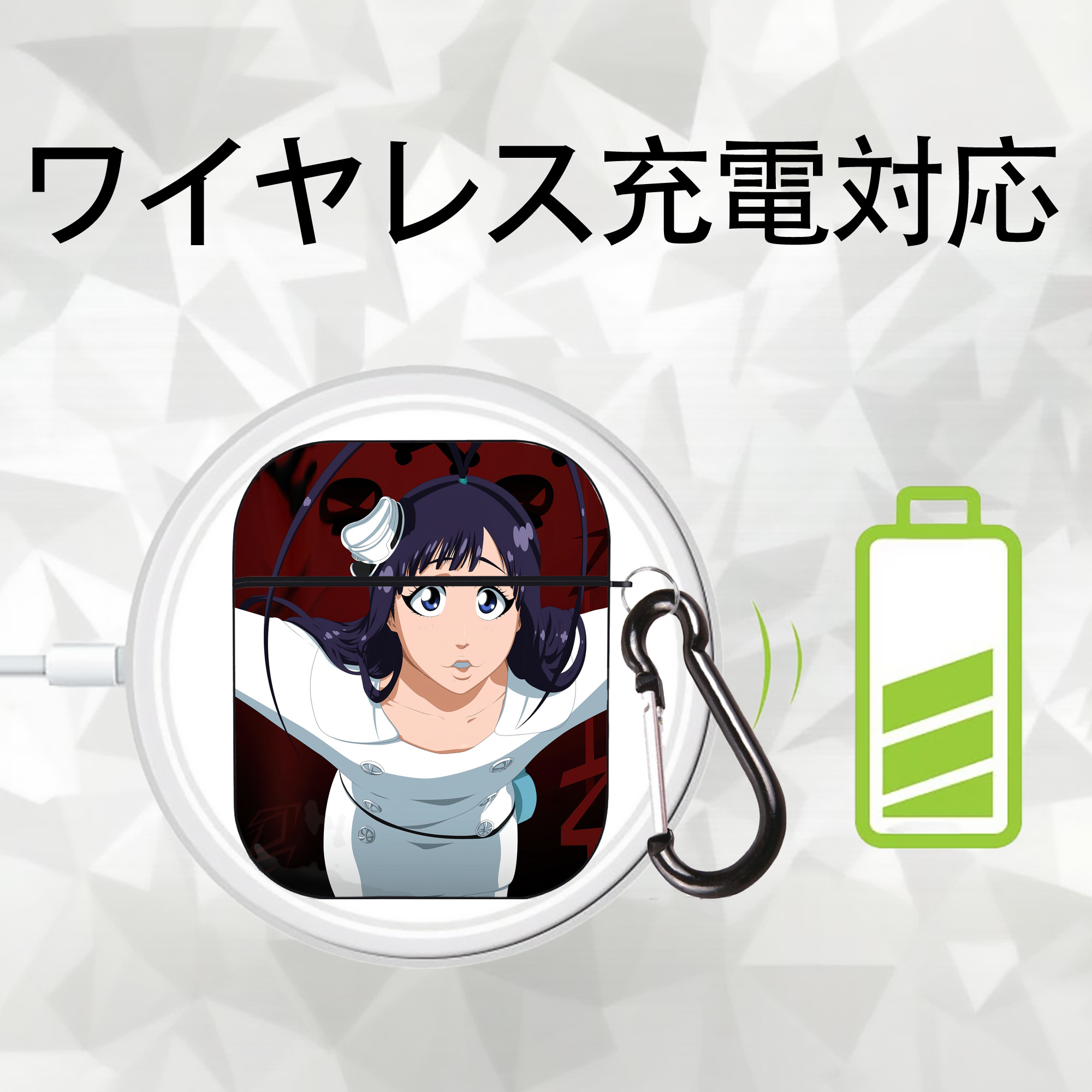 ブリーチ BLEACH AirPods 第2世代保護ケース ハードシェル ブラック 耐衝撃・防指紋・カラビナ付き