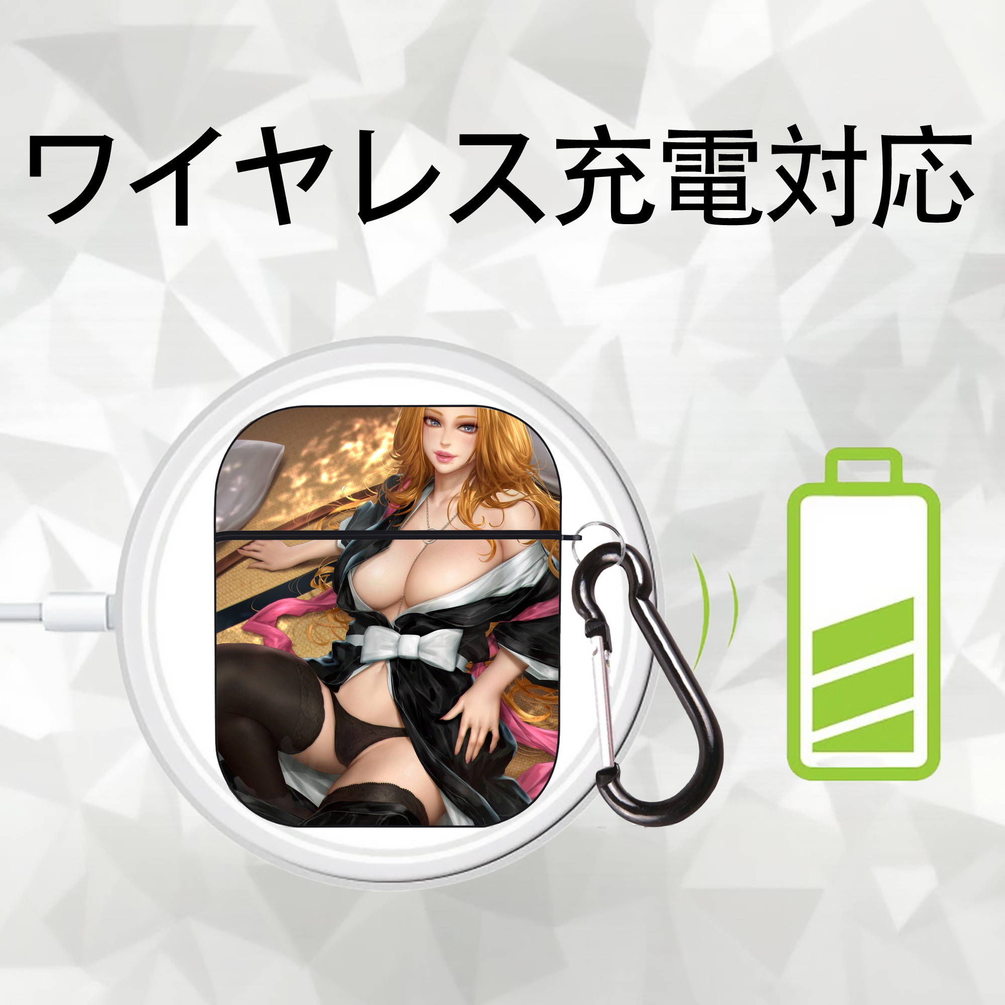 ブリーチ BLEACH AirPods 第2世代保護ケース ハードシェル ブラック 耐衝撃・防指紋・カラビナ付き