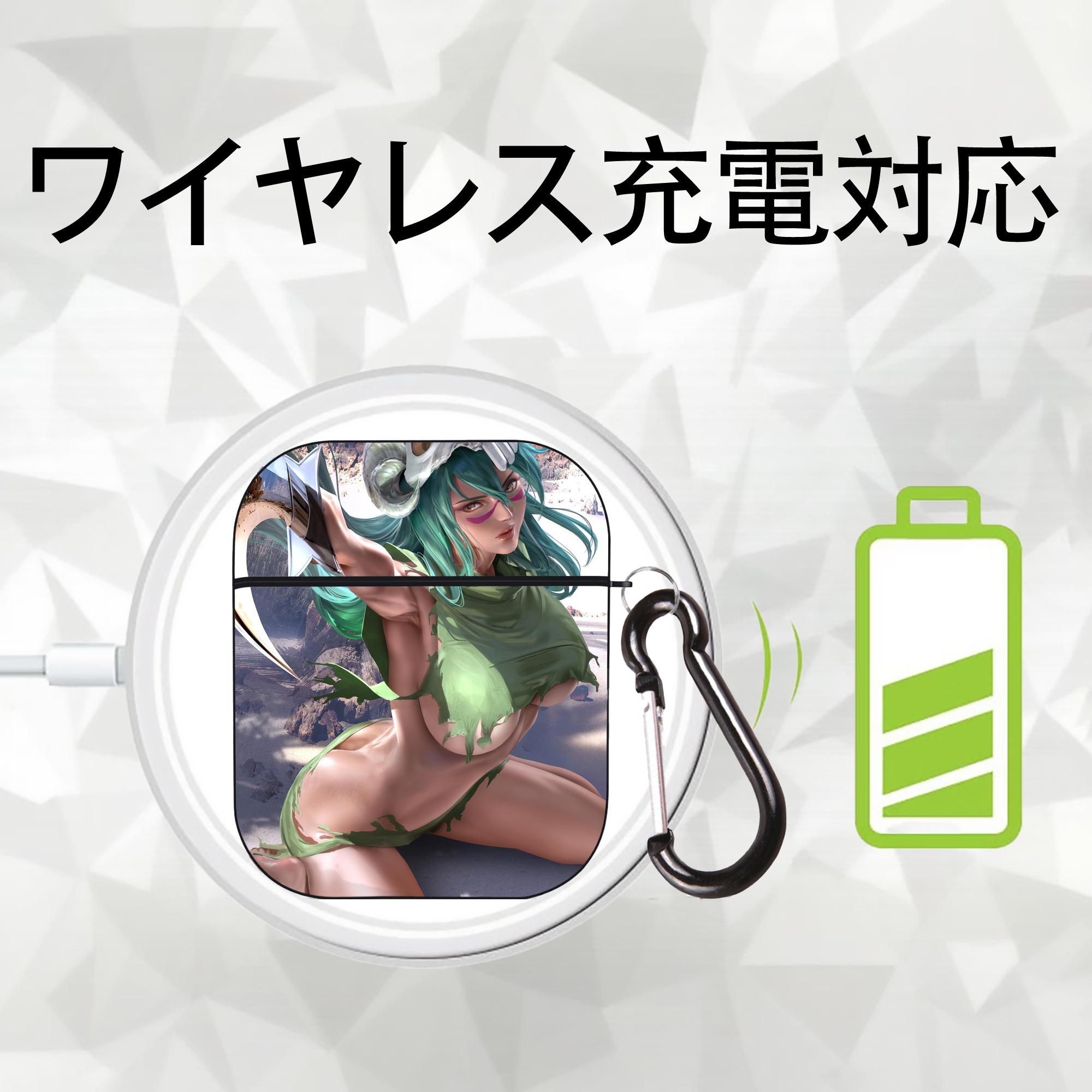 ブリーチ BLEACH AirPods 第2世代保護ケース ハードシェル ブラック 耐衝撃・防指紋・カラビナ付き