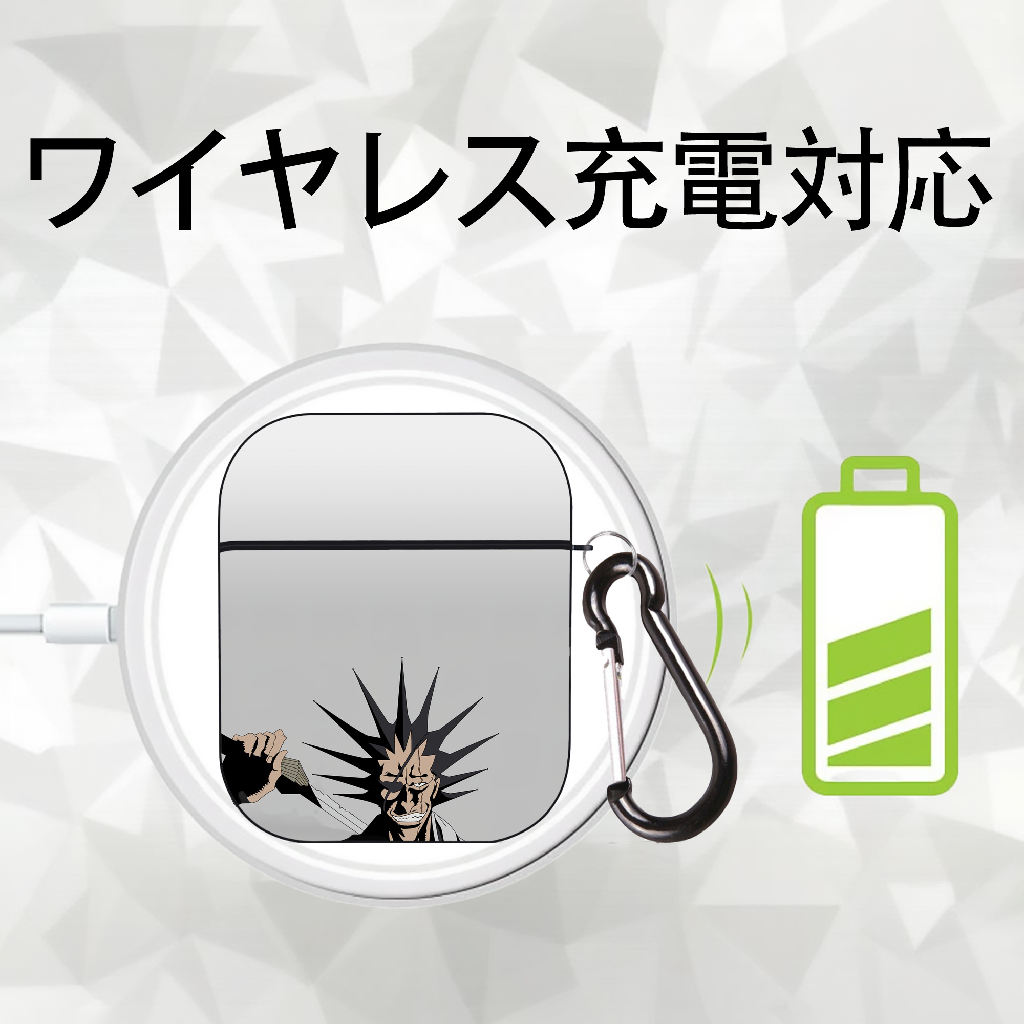ブリーチ BLEACH AirPods 第2世代保護ケース ハードシェル ブラック 耐衝撃・防指紋・カラビナ付き