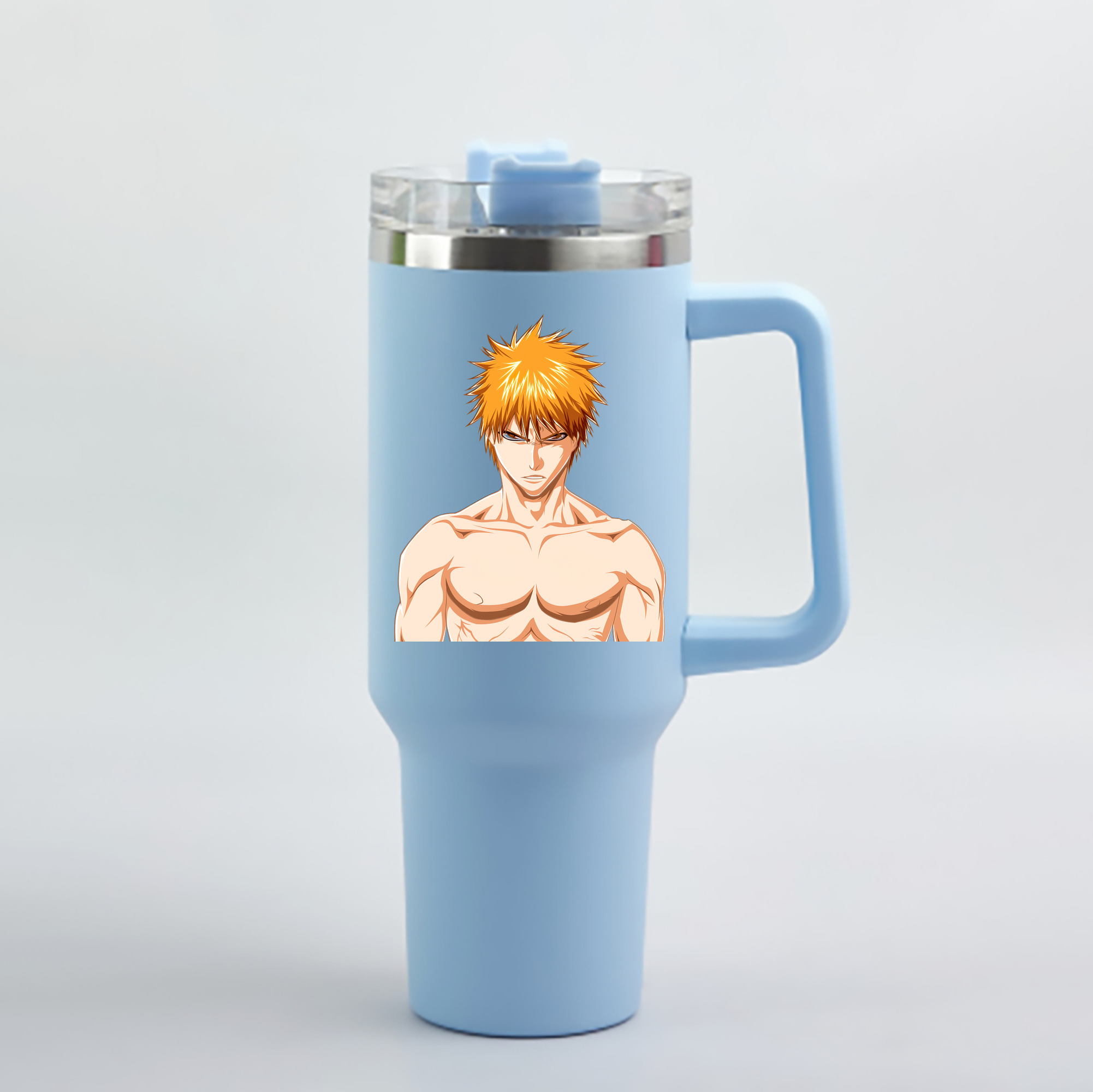 （画像用） ブリーチ 黒崎一護（くろさき いちご）BLEACH Kurosaki Ichigo 1200mL車用タンブラー - クリスタルステッカー（プラスチックストロー付き）