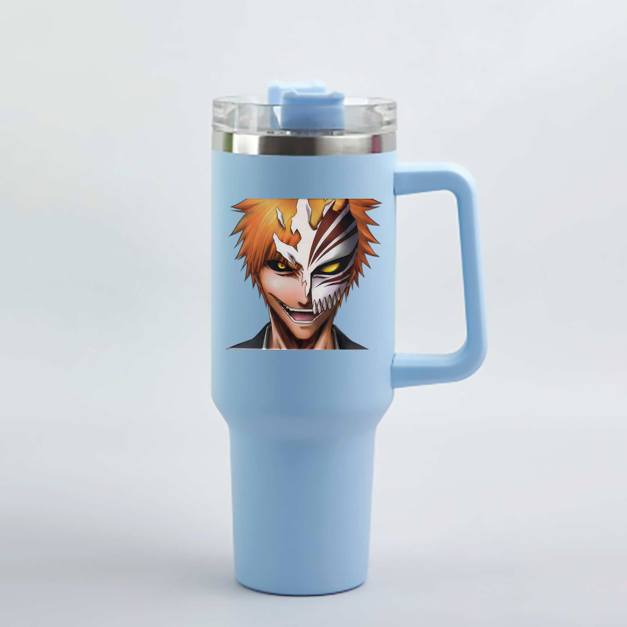（画像用） ブリーチ 黒崎一護（くろさき いちご）BLEACH Kurosaki Ichigo 1200mL車用タンブラー - クリスタルステッカー（プラスチックストロー付き）