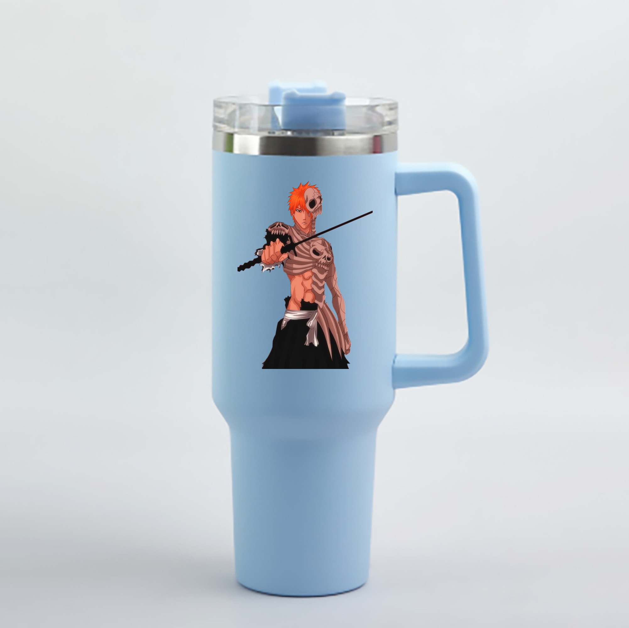 （画像用） ブリーチ 黒崎一護（くろさき いちご）BLEACH Kurosaki Ichigo 1200mL車用タンブラー - クリスタルステッカー（プラスチックストロー付き）