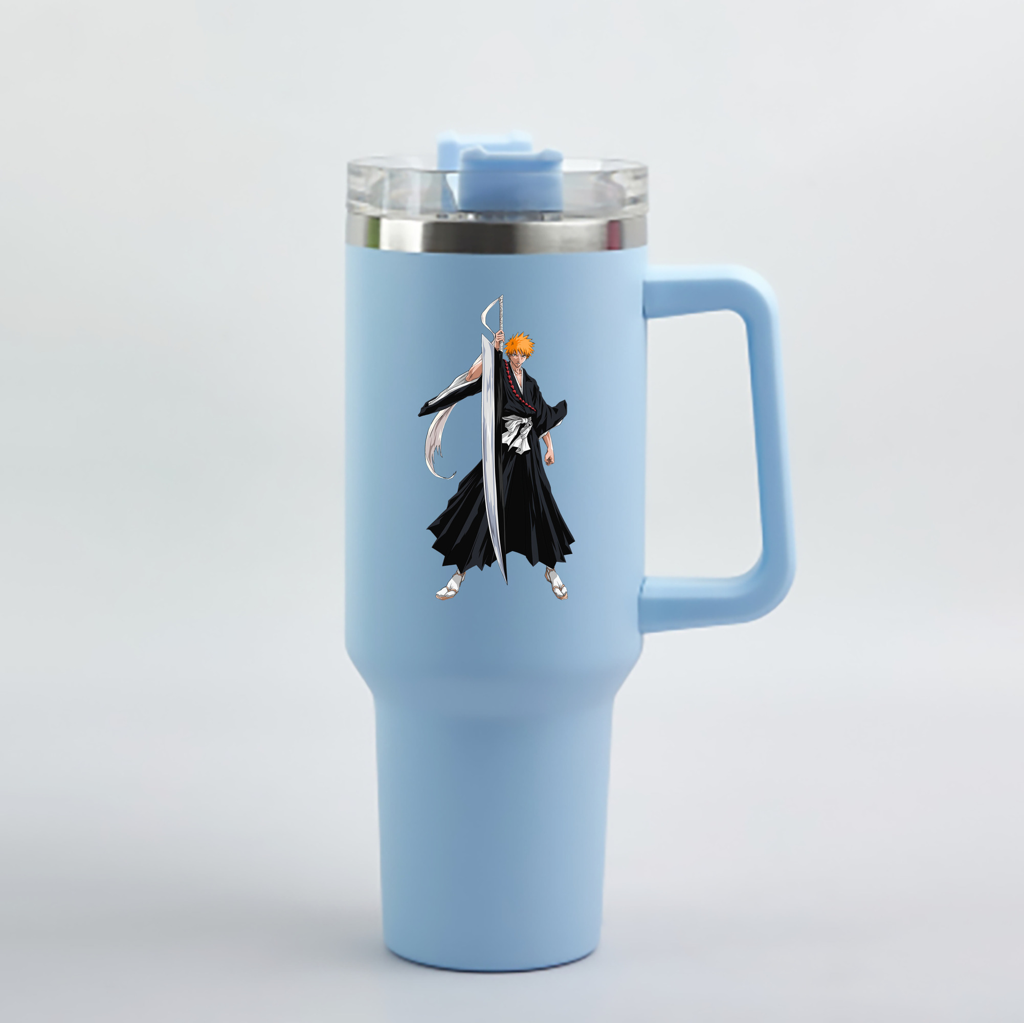 （画像用） ブリーチ 黒崎一護（くろさき いちご）BLEACH Kurosaki Ichigo 1200mL車用タンブラー - クリスタルステッカー（プラスチックストロー付き）