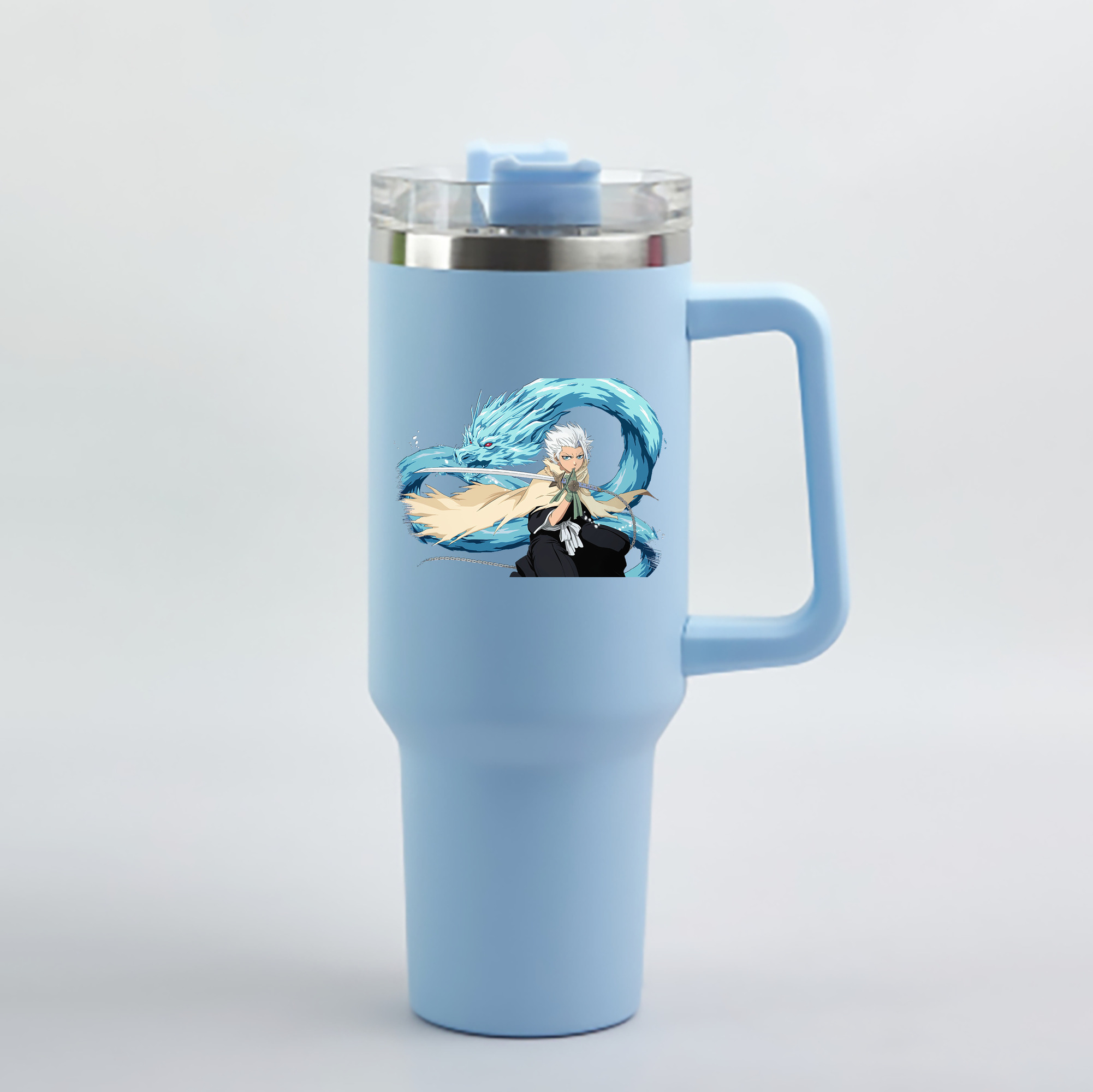 （画像用） ブリーチ 日番谷冬獅郎（ひつがや とうしろう） BLEACH Hitsugaya Toushirou 1200mL車用タンブラー - クリスタルステッカー（プラスチックストロー付き）
