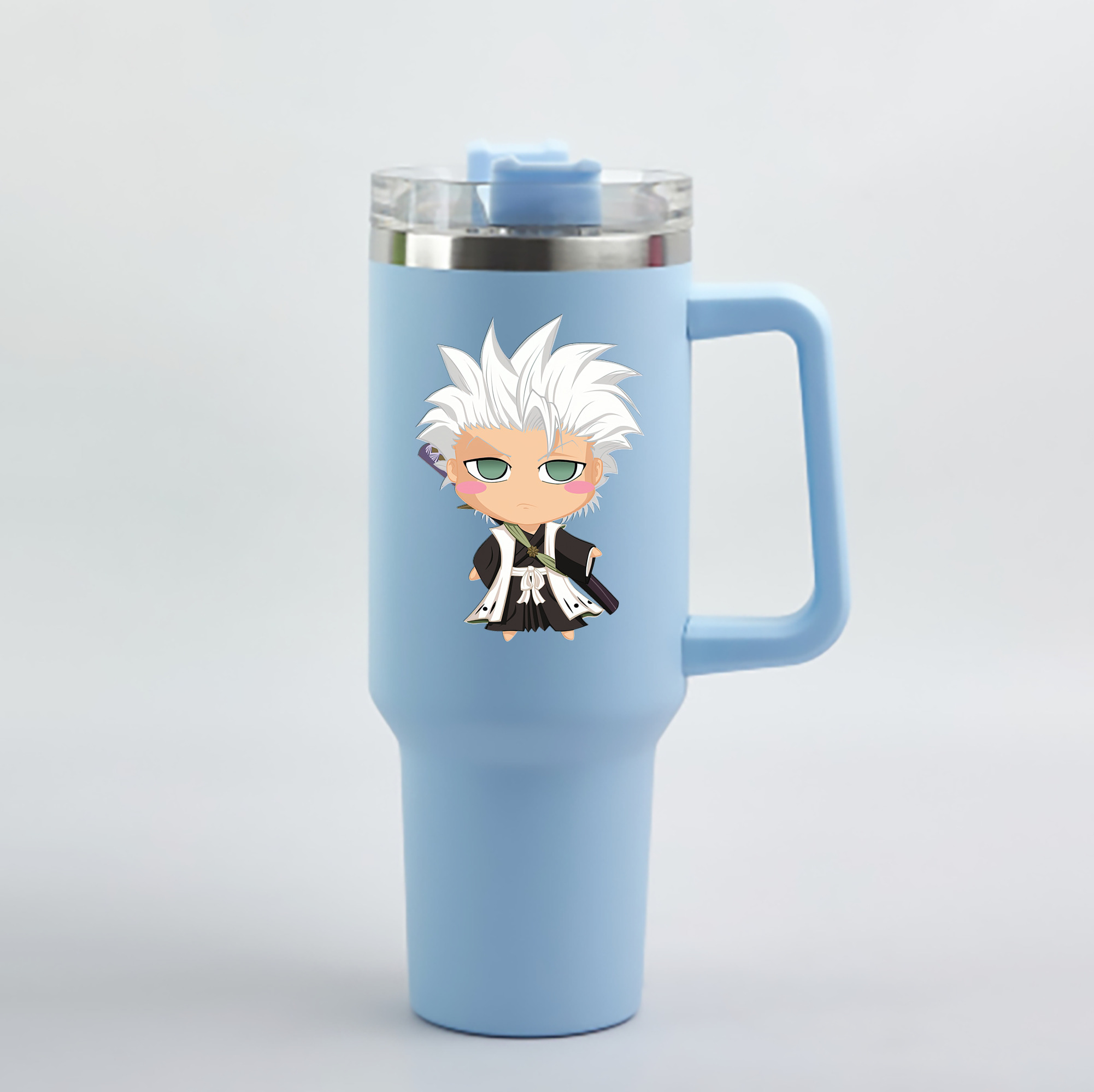 （画像用） ブリーチ 日番谷冬獅郎（ひつがや とうしろう） BLEACH Hitsugaya Toushirou 1200mL車用タンブラー - クリスタルステッカー（プラスチックストロー付き）