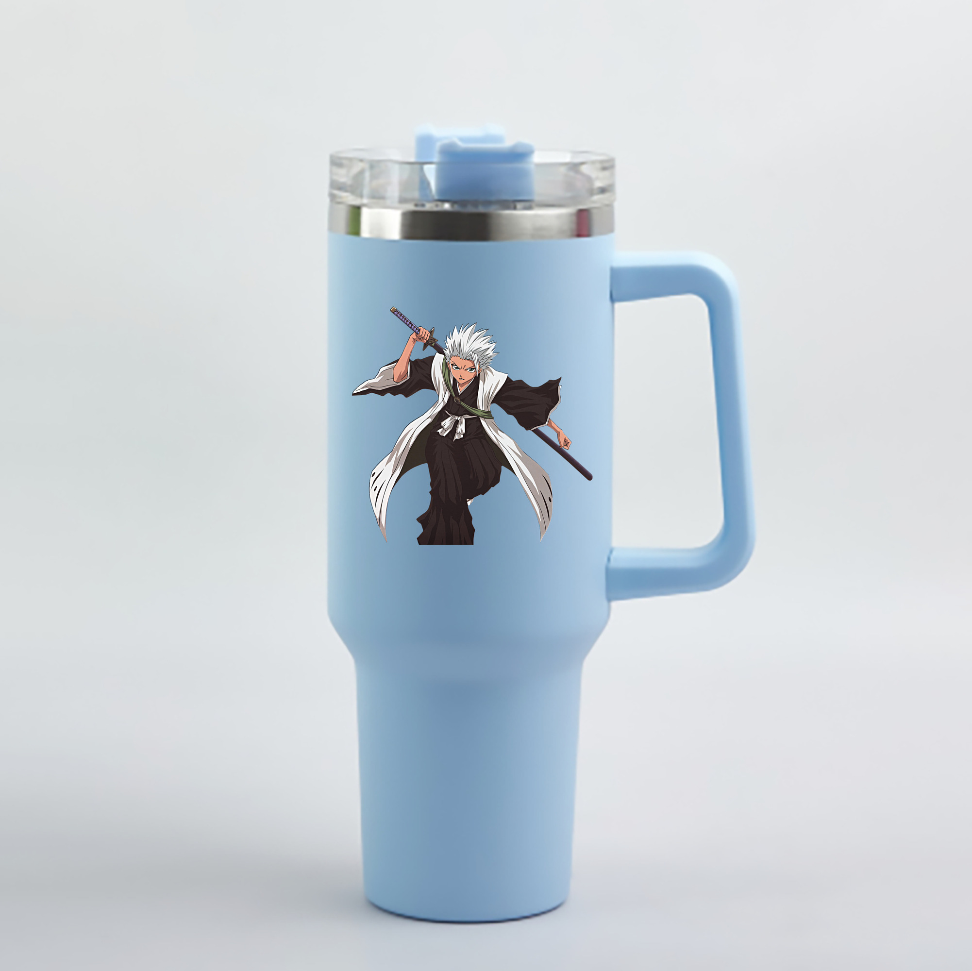 （画像用） ブリーチ 日番谷冬獅郎（ひつがや とうしろう） BLEACH Hitsugaya Toushirou 1200mL車用タンブラー - クリスタルステッカー（プラスチックストロー付き）