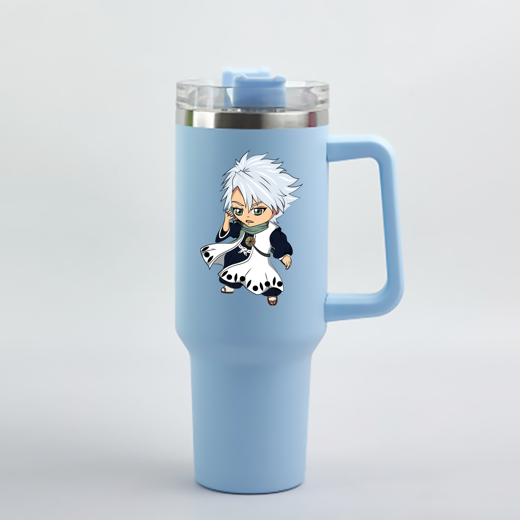（画像用） ブリーチ 日番谷冬獅郎（ひつがや とうしろう） BLEACH Hitsugaya Toushirou 1200mL車用タンブラー - クリスタルステッカー（プラスチックストロー付き）