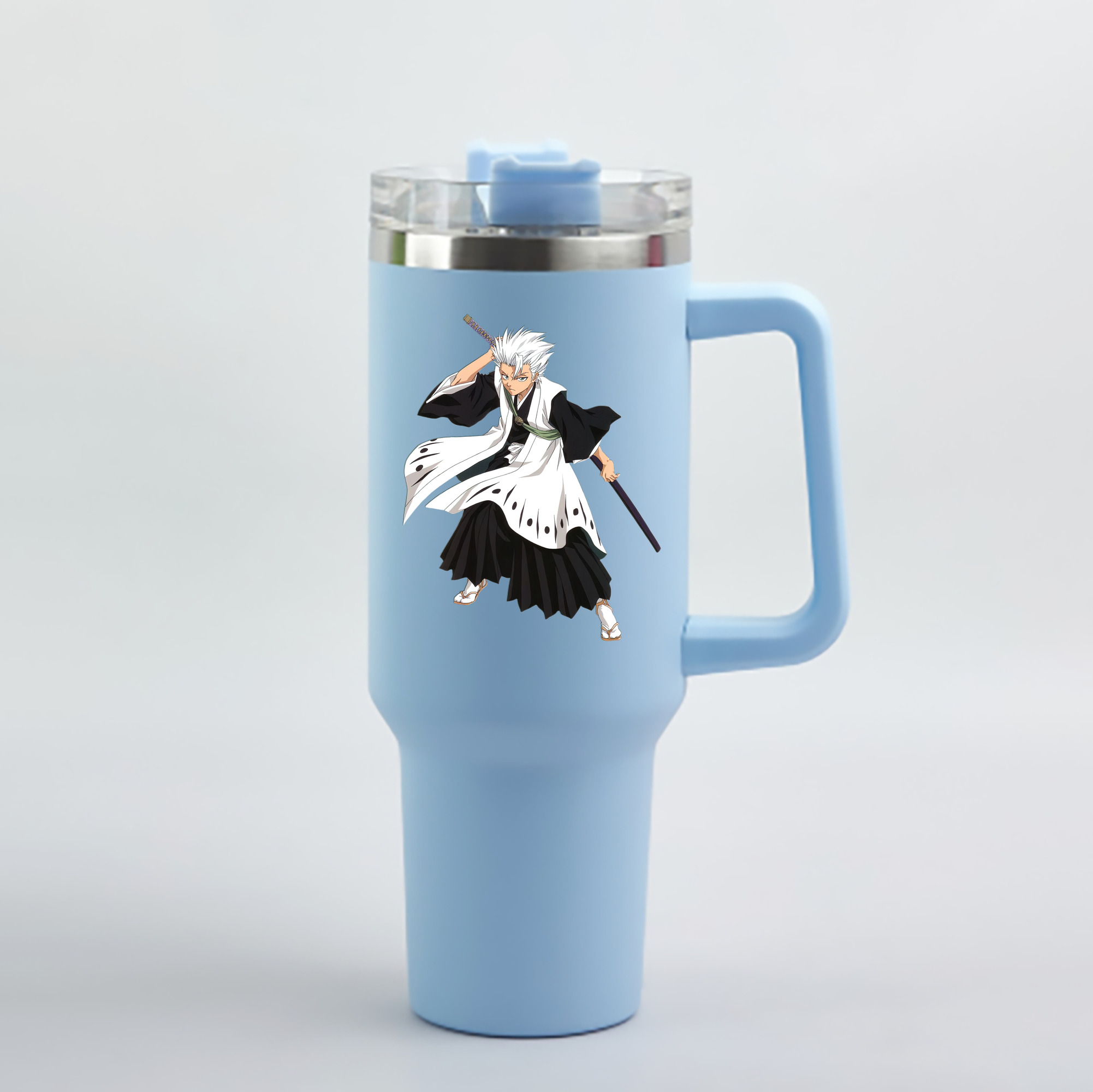 （画像用） ブリーチ 日番谷冬獅郎（ひつがや とうしろう） BLEACH Hitsugaya Toushirou 1200mL車用タンブラー - クリスタルステッカー（プラスチックストロー付き）