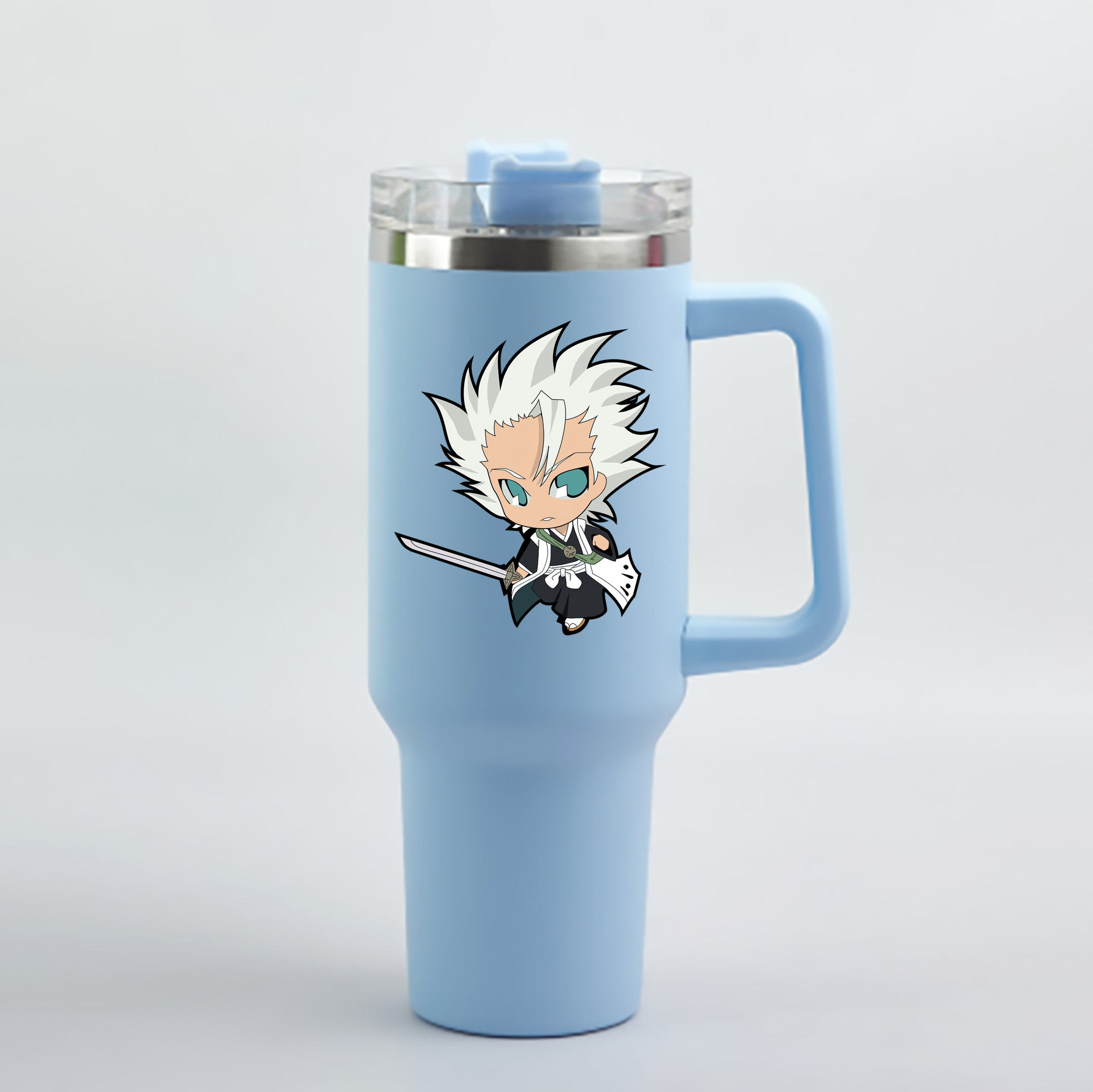（画像用） ブリーチ 日番谷冬獅郎（ひつがや とうしろう） BLEACH Hitsugaya Toushirou 1200mL車用タンブラー - クリスタルステッカー（プラスチックストロー付き）