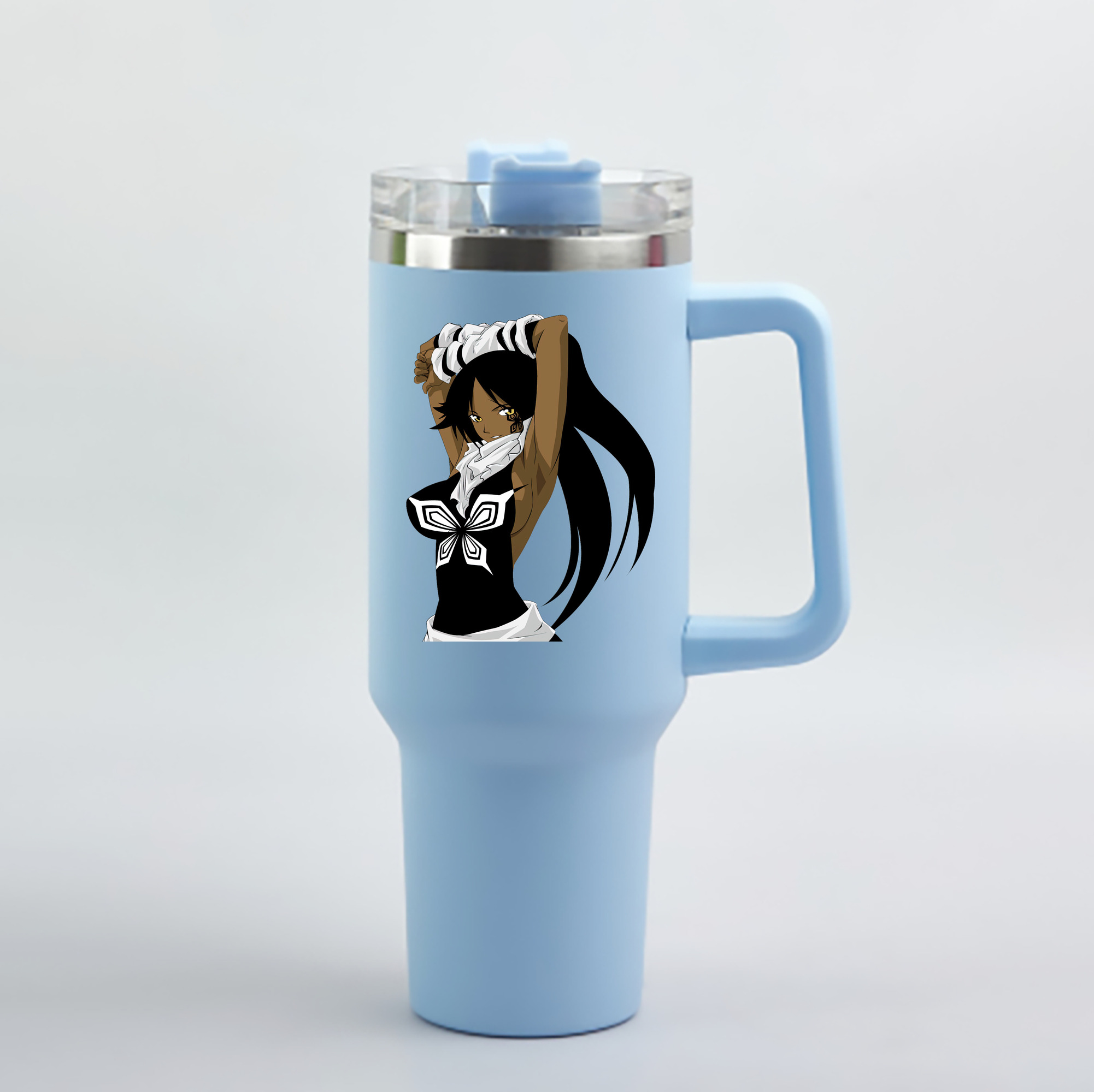 （画像用） ブリーチ 四楓院 夜一（しほういん よるいち） BLEACH Shihouin Yoruichi 1200mL車用タンブラー - クリスタルステッカー（プラスチックストロー付き）