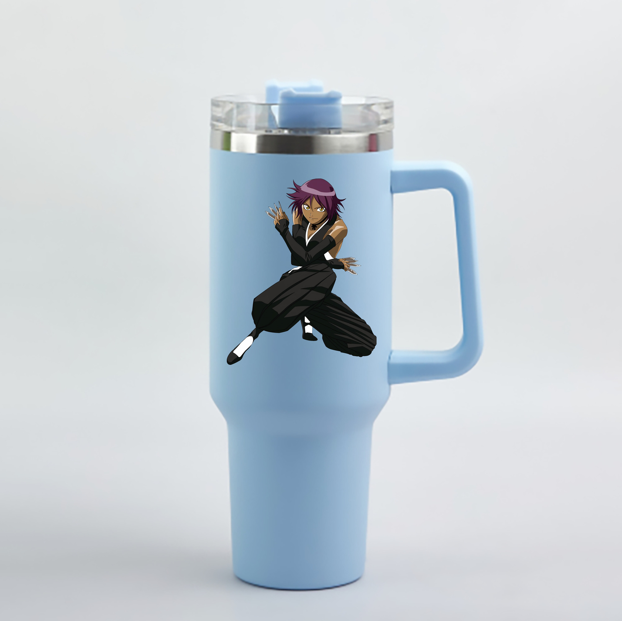 （画像用） ブリーチ 四楓院 夜一（しほういん よるいち） BLEACH Shihouin Yoruichi 1200mL車用タンブラー - クリスタルステッカー（プラスチックストロー付き）