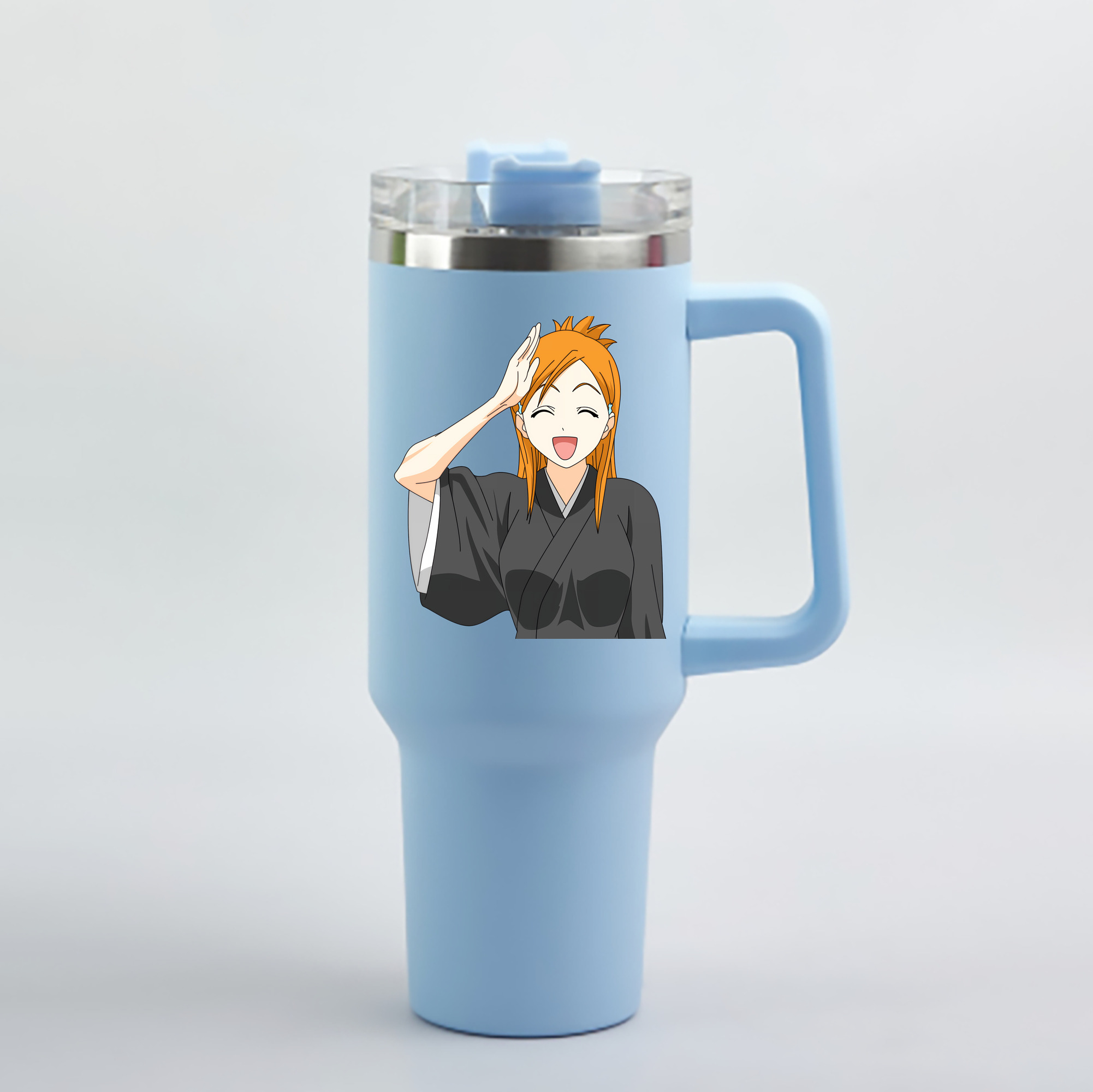 （画像用） ブリーチ 井上織姫（いのうえおりひめ） BLEACH Inoue Orihime 1200mL車用タンブラー - クリスタルステッカー（プラスチックストロー付き）