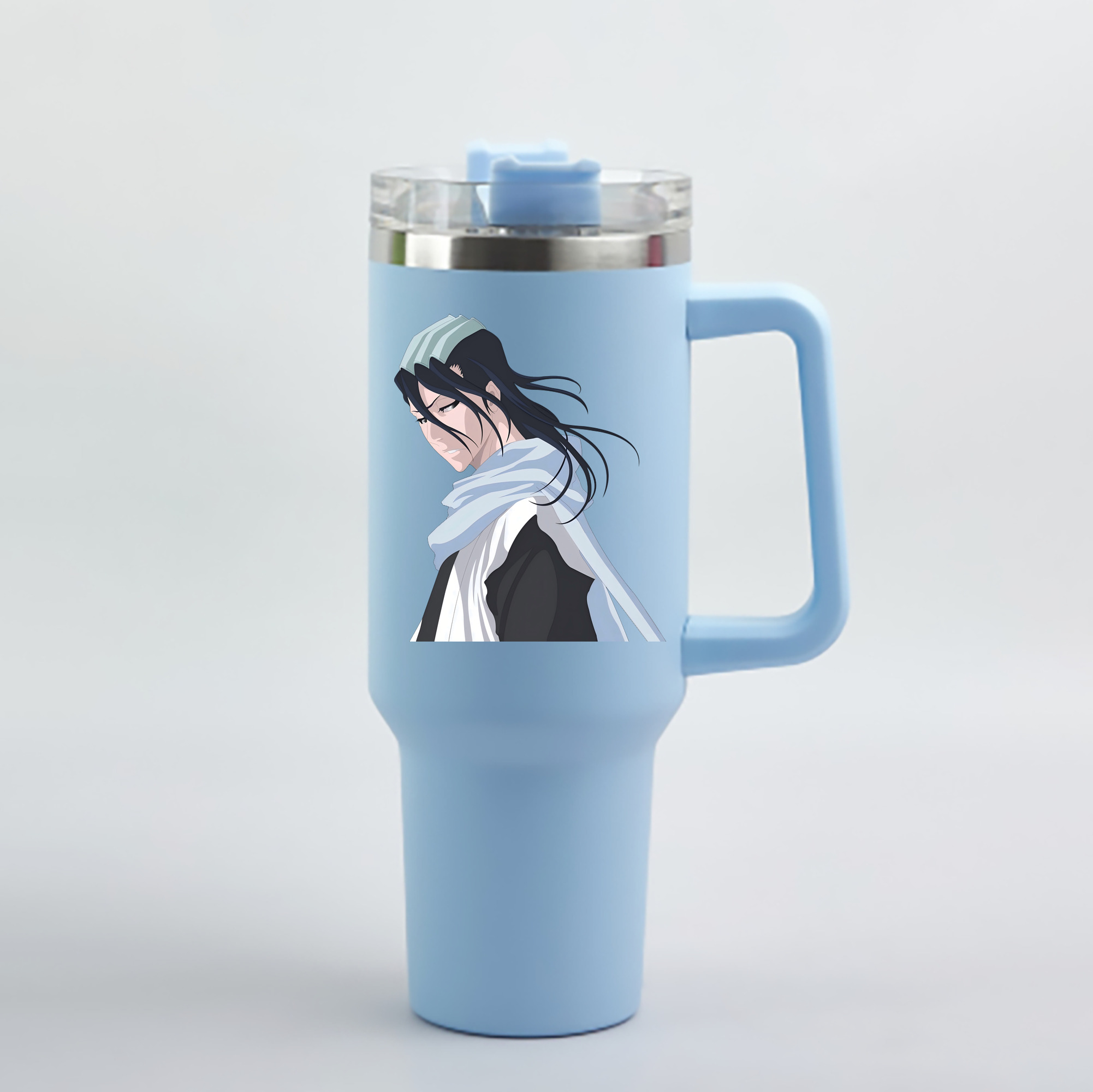 （画像用） ブリーチ くちき びゃくや BLEACH Kuchiki Byakuya 1200mL車用タンブラー - クリスタルステッカー（プラスチックストロー付き）