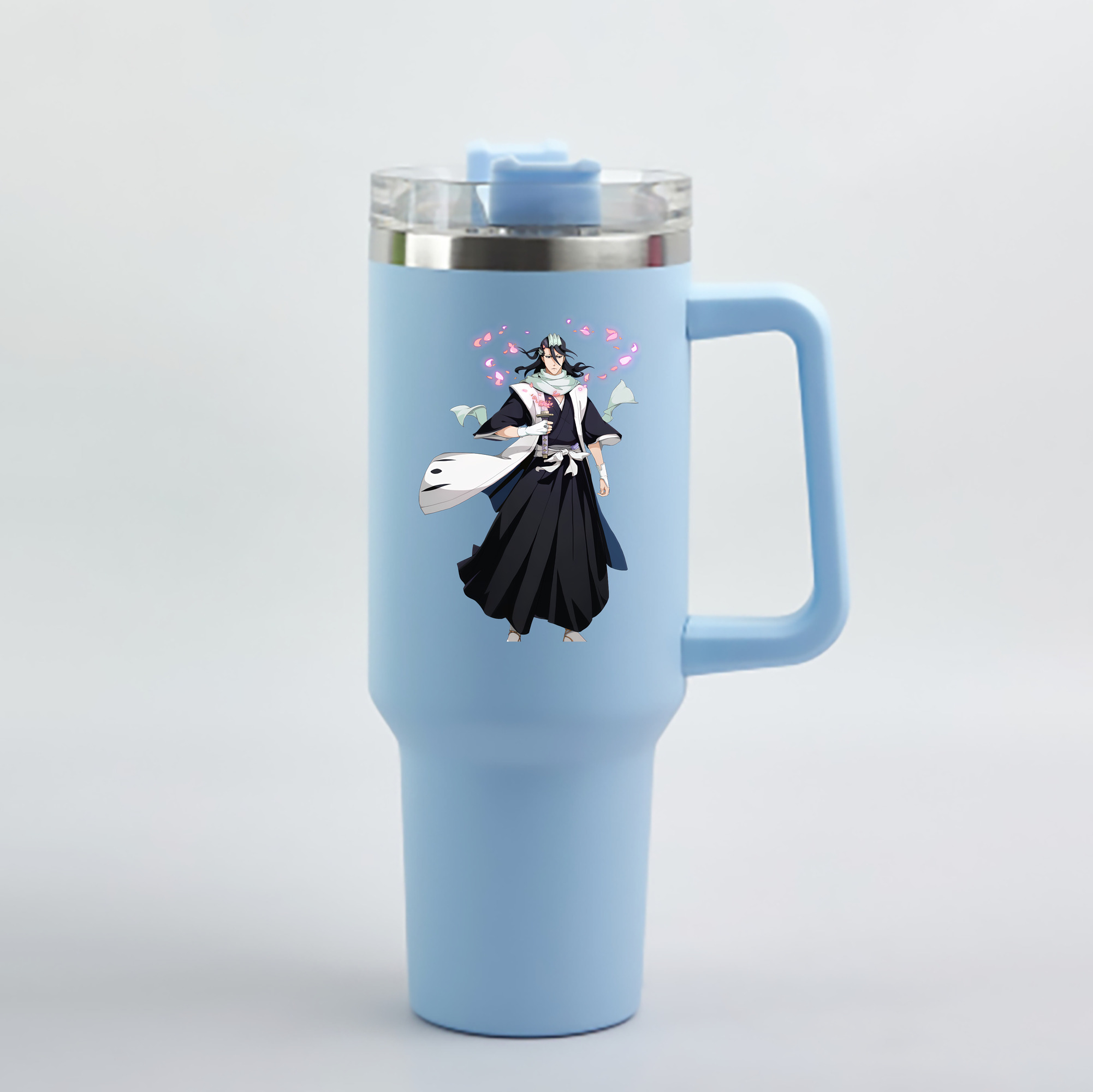 （画像用） ブリーチ くちき びゃくや BLEACH Kuchiki Byakuya 1200mL車用タンブラー - クリスタルステッカー（プラスチックストロー付き）