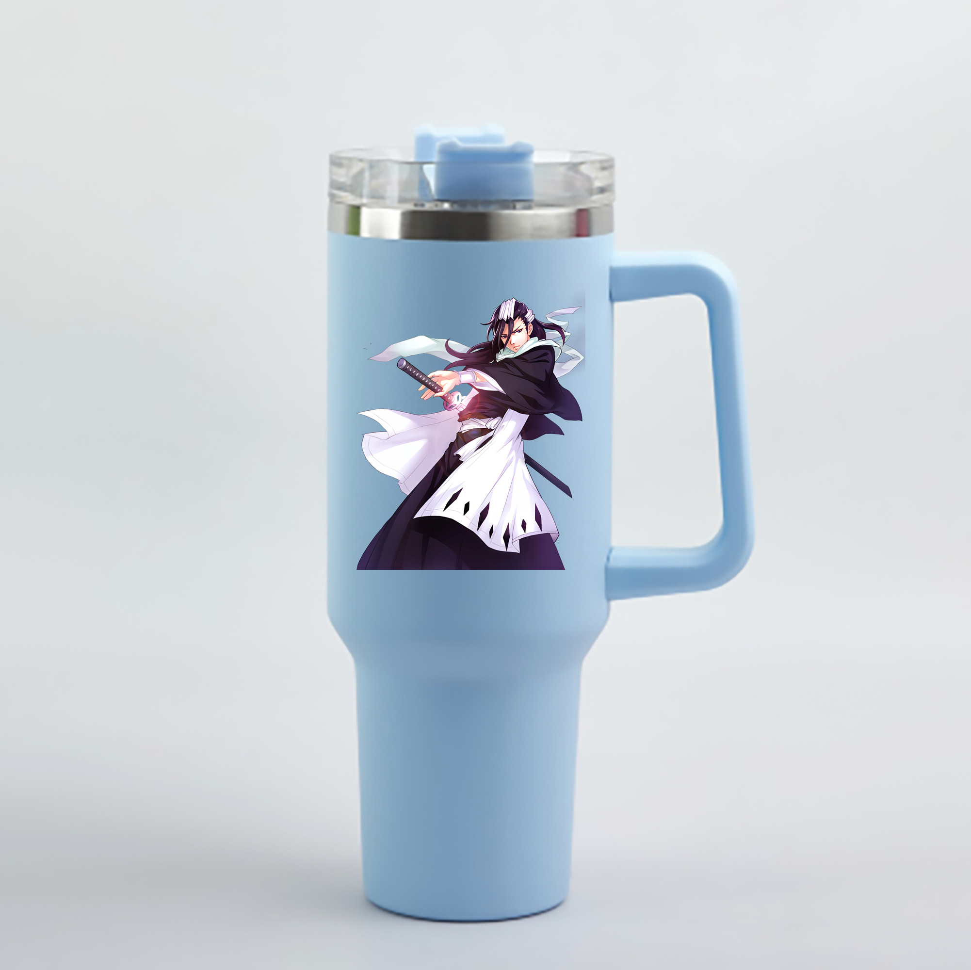 （画像用） ブリーチ くちき びゃくや BLEACH Kuchiki Byakuya 1200mL車用タンブラー - クリスタルステッカー（プラスチックストロー付き）