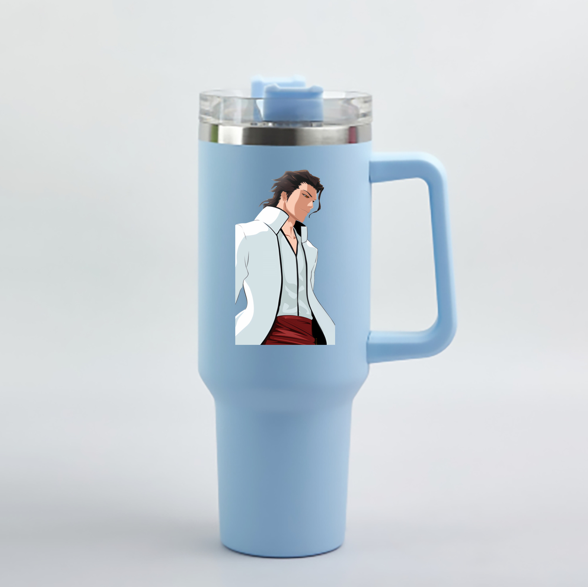 （画像用） ブリーチ 藍染 惣右介（あいぜん そうすけ） BLEACH Aizen Sousuke 1200mL車用タンブラー - クリスタルステッカー（プラスチックストロー付き）