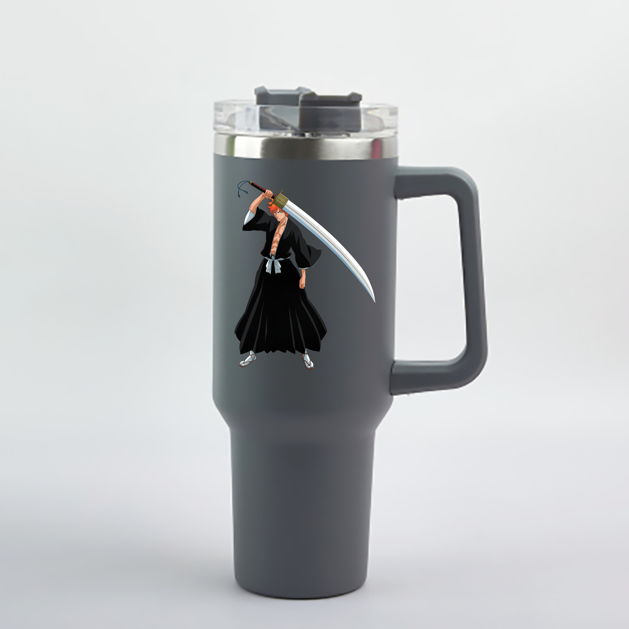 （画像用） ブリーチ 黒崎一護（くろさき いちご）BLEACH Kurosaki Ichigo 1200mL車用タンブラー - クリスタルステッカー（プラスチックストロー付き）