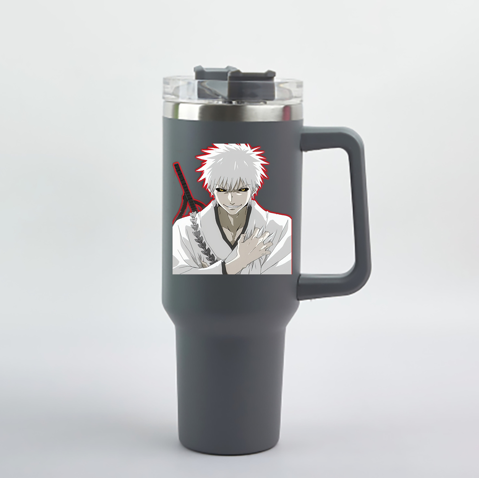 （画像用） ブリーチ 黒崎一護（くろさき いちご）BLEACH Kurosaki Ichigo 1200mL車用タンブラー - クリスタルステッカー（プラスチックストロー付き）