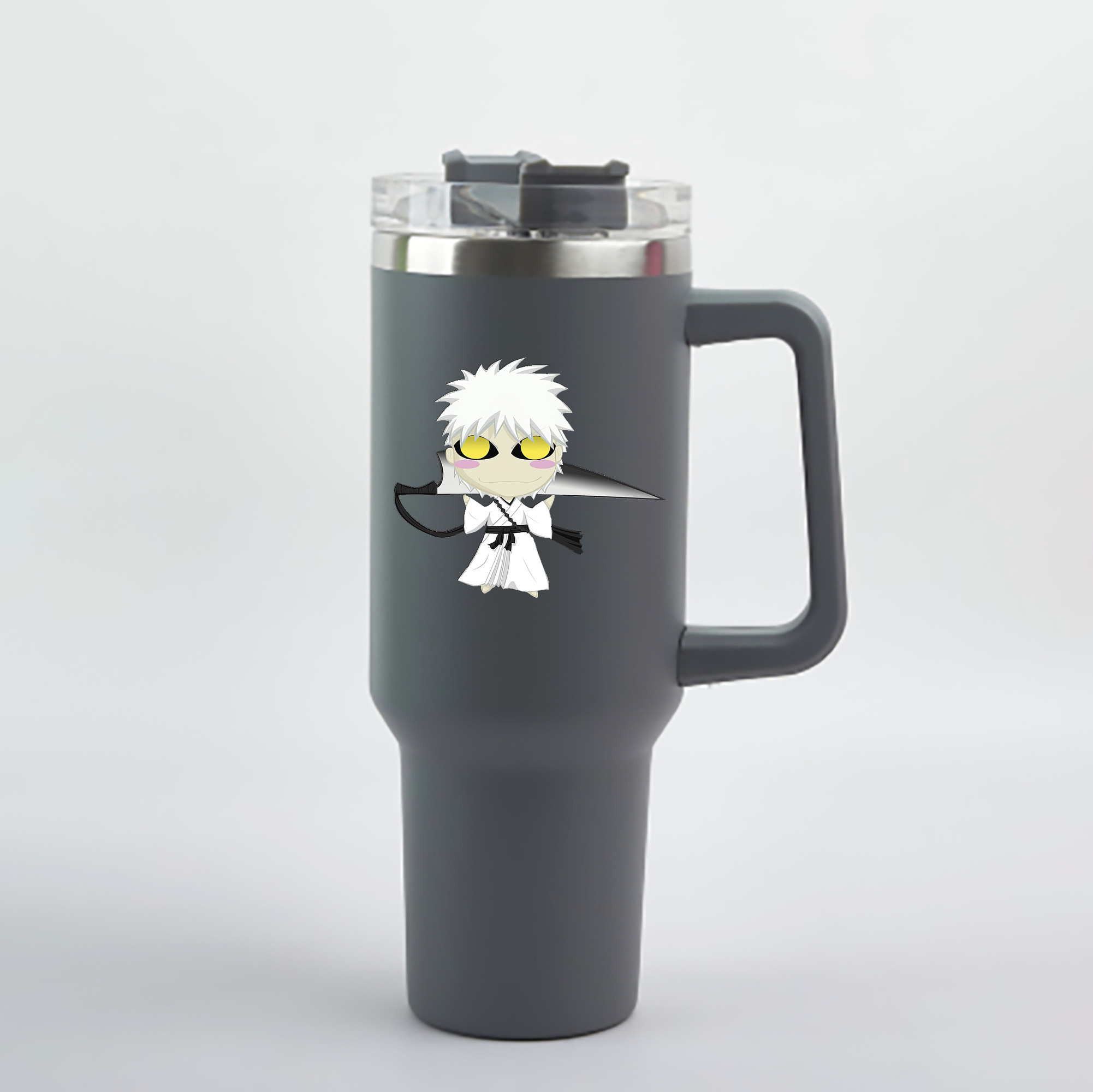 （画像用） ブリーチ 黒崎一護（くろさき いちご）BLEACH Kurosaki Ichigo 1200mL車用タンブラー - クリスタルステッカー（プラスチックストロー付き）