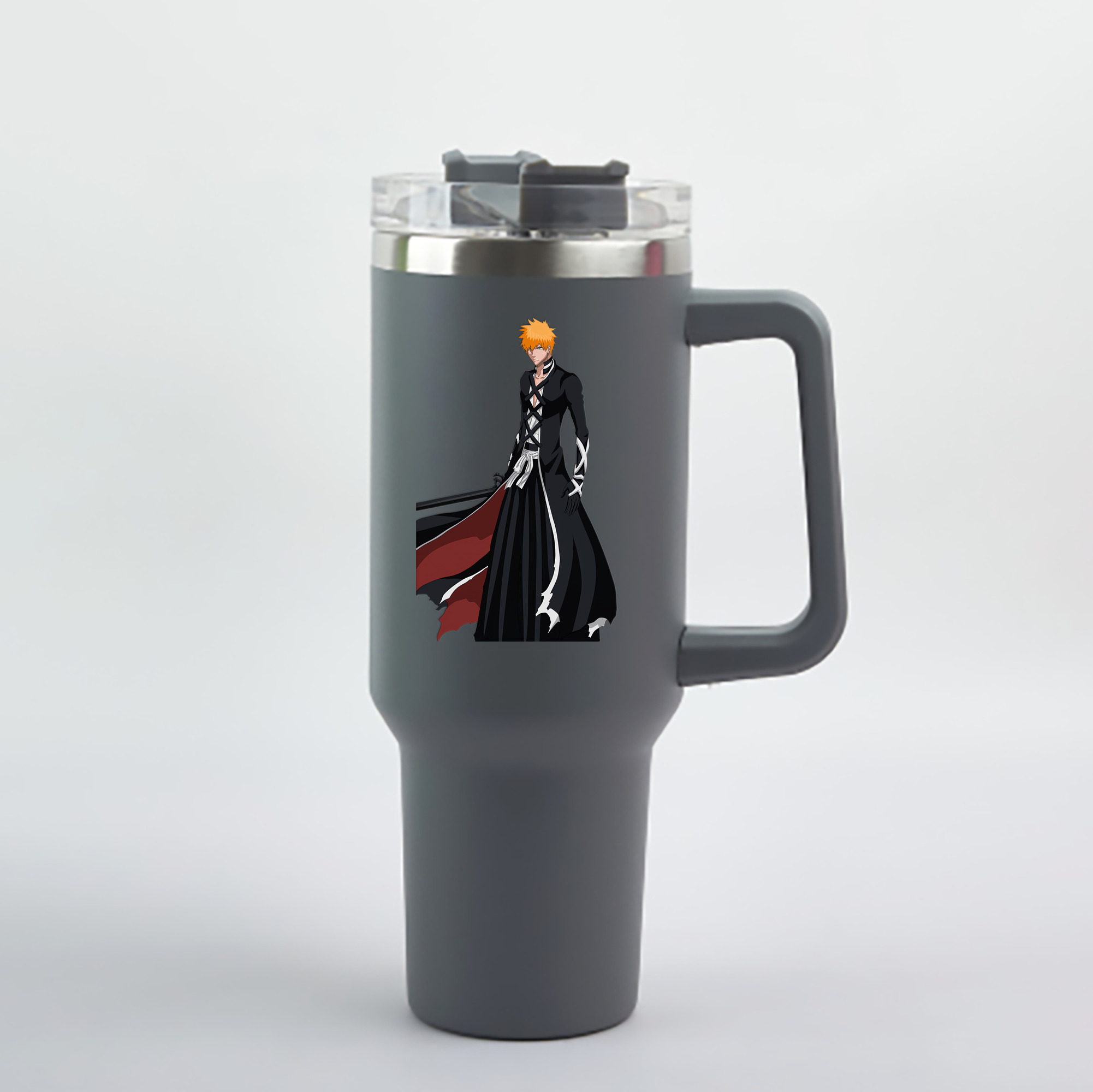 （画像用） ブリーチ 黒崎一護（くろさき いちご）BLEACH Kurosaki Ichigo 1200mL車用タンブラー - クリスタルステッカー（プラスチックストロー付き）