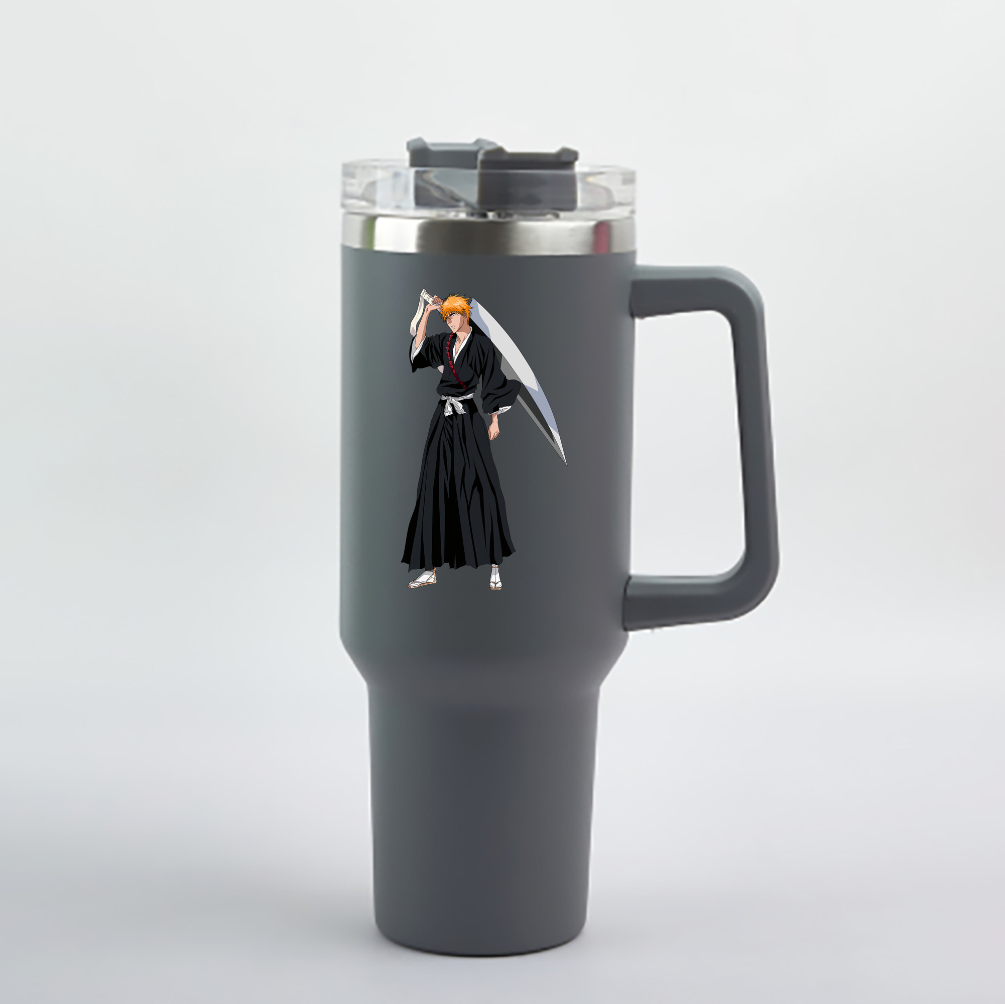 （画像用） ブリーチ 黒崎一護（くろさき いちご）BLEACH Kurosaki Ichigo 1200mL車用タンブラー - クリスタルステッカー（プラスチックストロー付き）