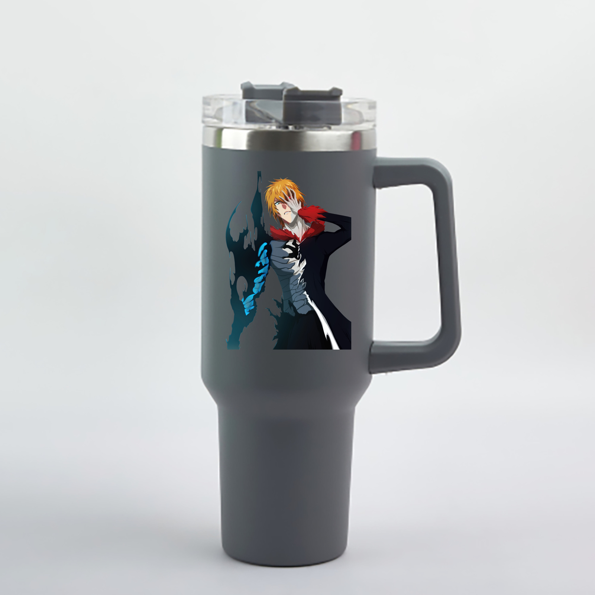 （画像用） ブリーチ 黒崎一護（くろさき いちご）BLEACH Kurosaki Ichigo 1200mL車用タンブラー - クリスタルステッカー（プラスチックストロー付き）