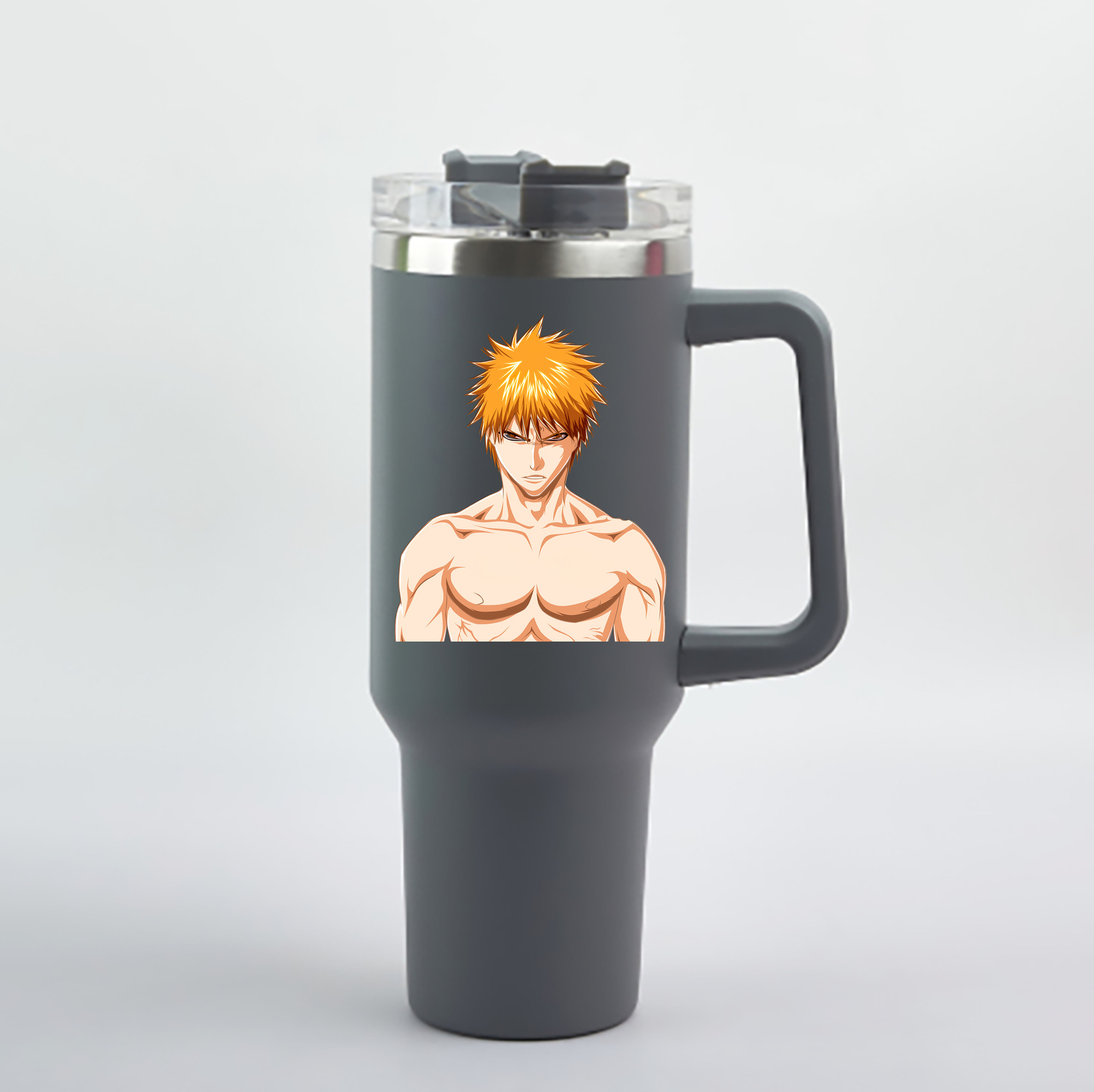 （画像用） ブリーチ 黒崎一護（くろさき いちご）BLEACH Kurosaki Ichigo 1200mL車用タンブラー - クリスタルステッカー（プラスチックストロー付き）