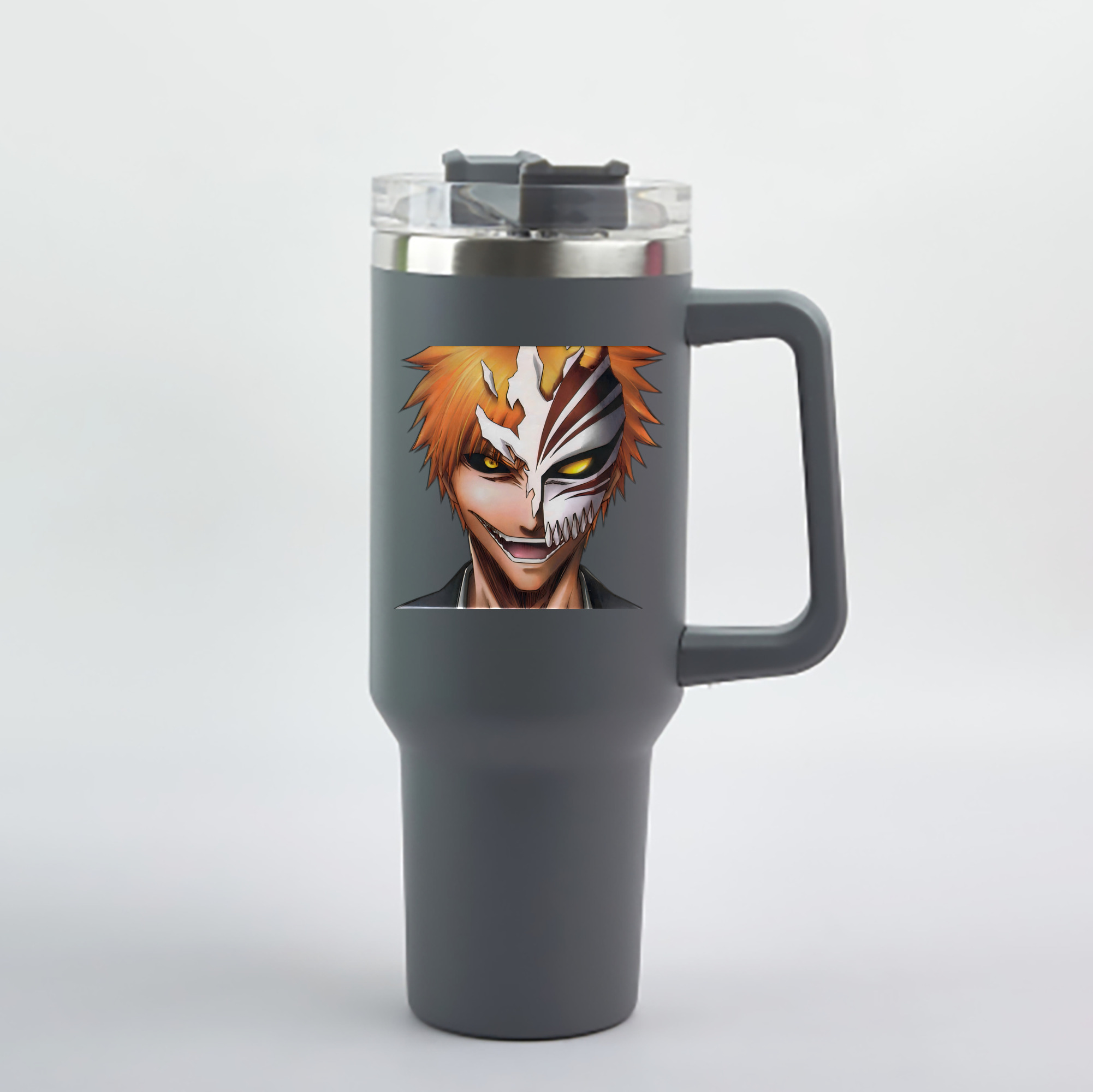 （画像用） ブリーチ 黒崎一護（くろさき いちご）BLEACH Kurosaki Ichigo 1200mL車用タンブラー - クリスタルステッカー（プラスチックストロー付き）