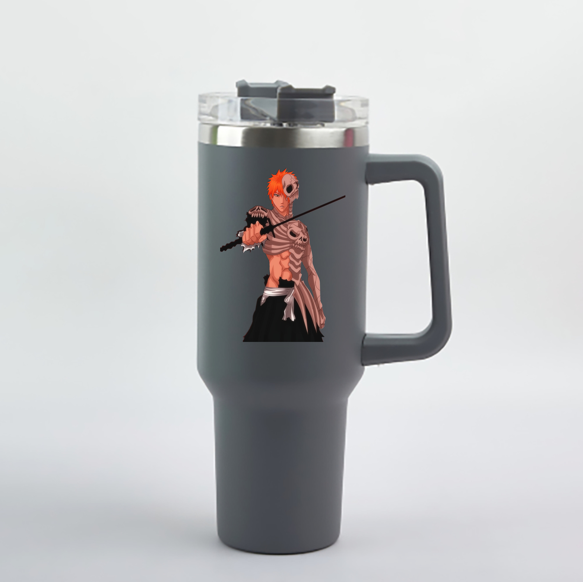 （画像用） ブリーチ 黒崎一護（くろさき いちご）BLEACH Kurosaki Ichigo 1200mL車用タンブラー - クリスタルステッカー（プラスチックストロー付き）