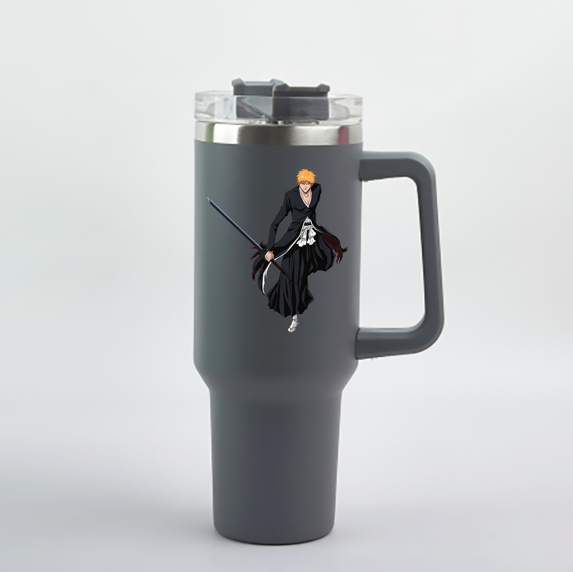 （画像用） ブリーチ 黒崎一護（くろさき いちご）BLEACH Kurosaki Ichigo 1200mL車用タンブラー - クリスタルステッカー（プラスチックストロー付き）