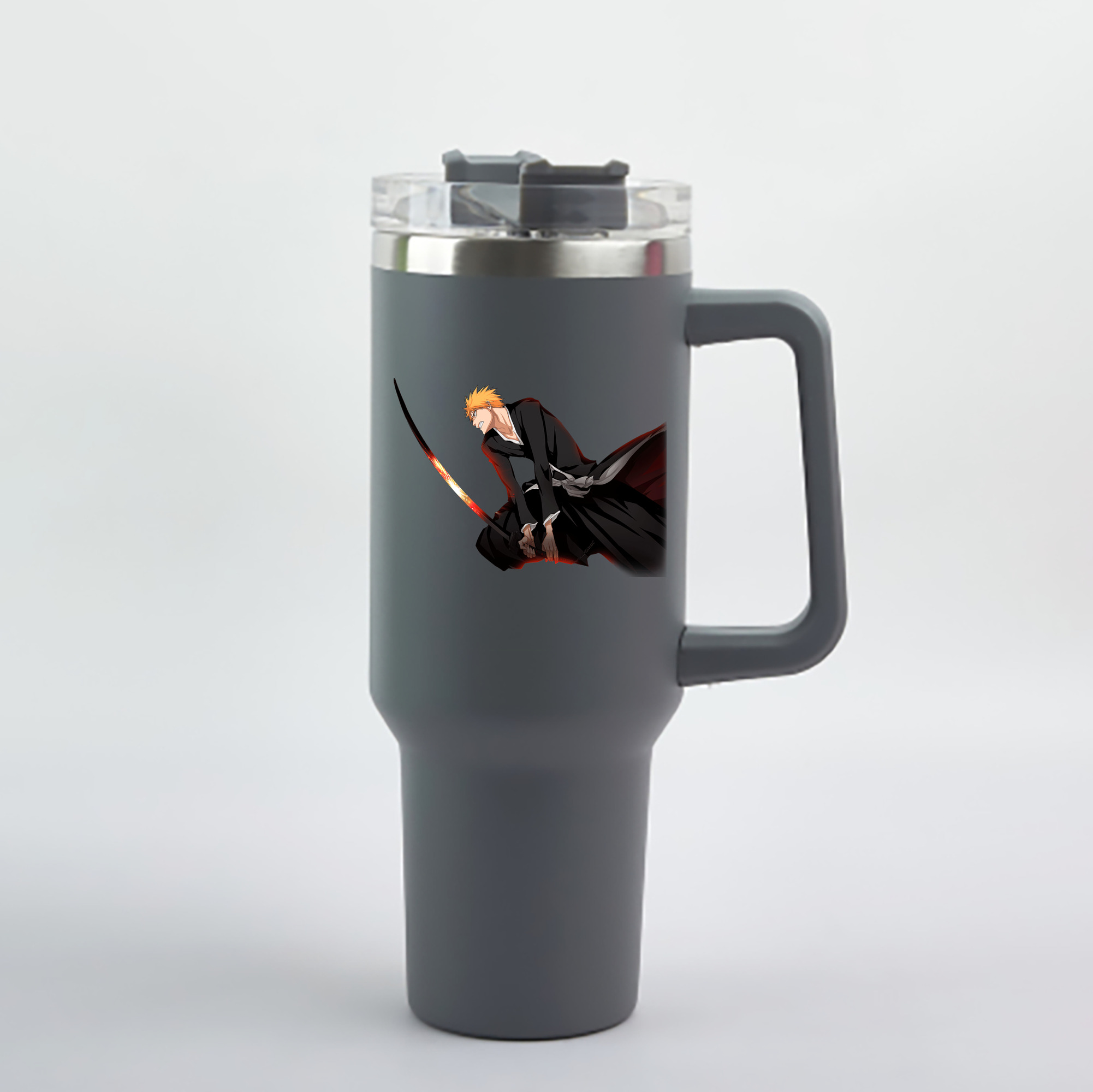 （画像用） ブリーチ 黒崎一護（くろさき いちご）BLEACH Kurosaki Ichigo 1200mL車用タンブラー - クリスタルステッカー（プラスチックストロー付き）