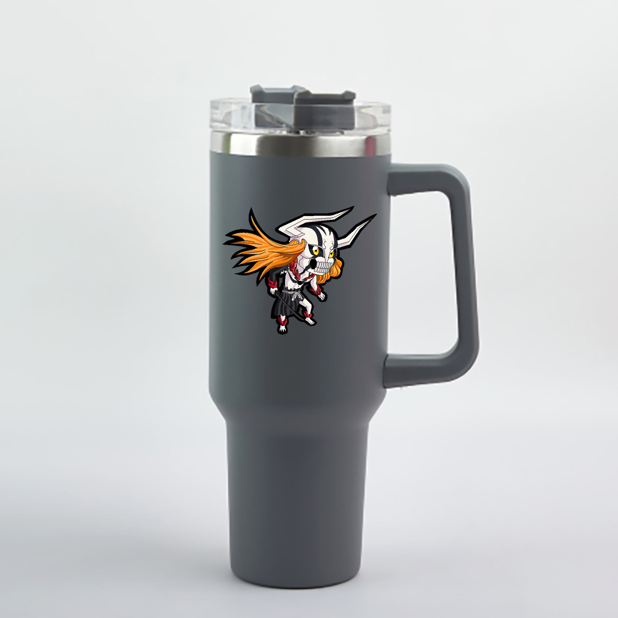 （画像用） ブリーチ 黒崎一護（くろさき いちご）BLEACH Kurosaki Ichigo 1200mL車用タンブラー - クリスタルステッカー（プラスチックストロー付き）