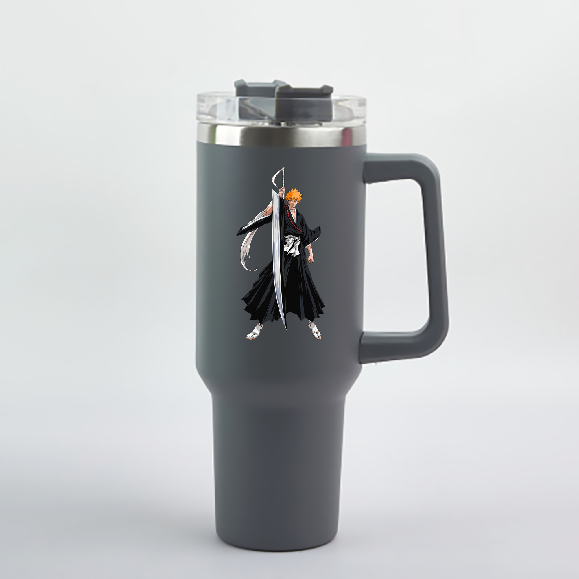 （画像用） ブリーチ 黒崎一護（くろさき いちご）BLEACH Kurosaki Ichigo 1200mL車用タンブラー - クリスタルステッカー（プラスチックストロー付き）