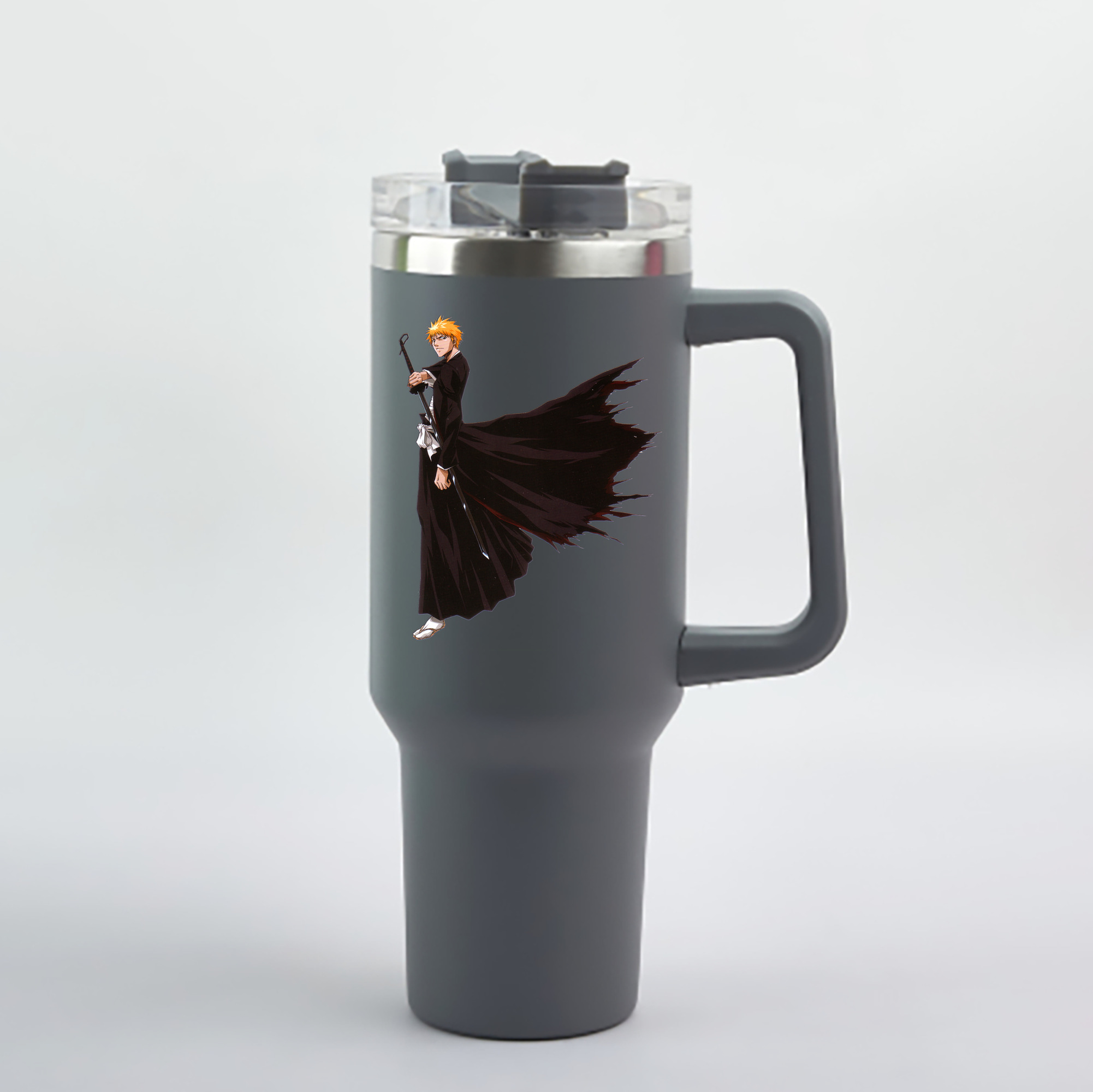 （画像用） ブリーチ 黒崎一護（くろさき いちご）BLEACH Kurosaki Ichigo 1200mL車用タンブラー - クリスタルステッカー（プラスチックストロー付き）