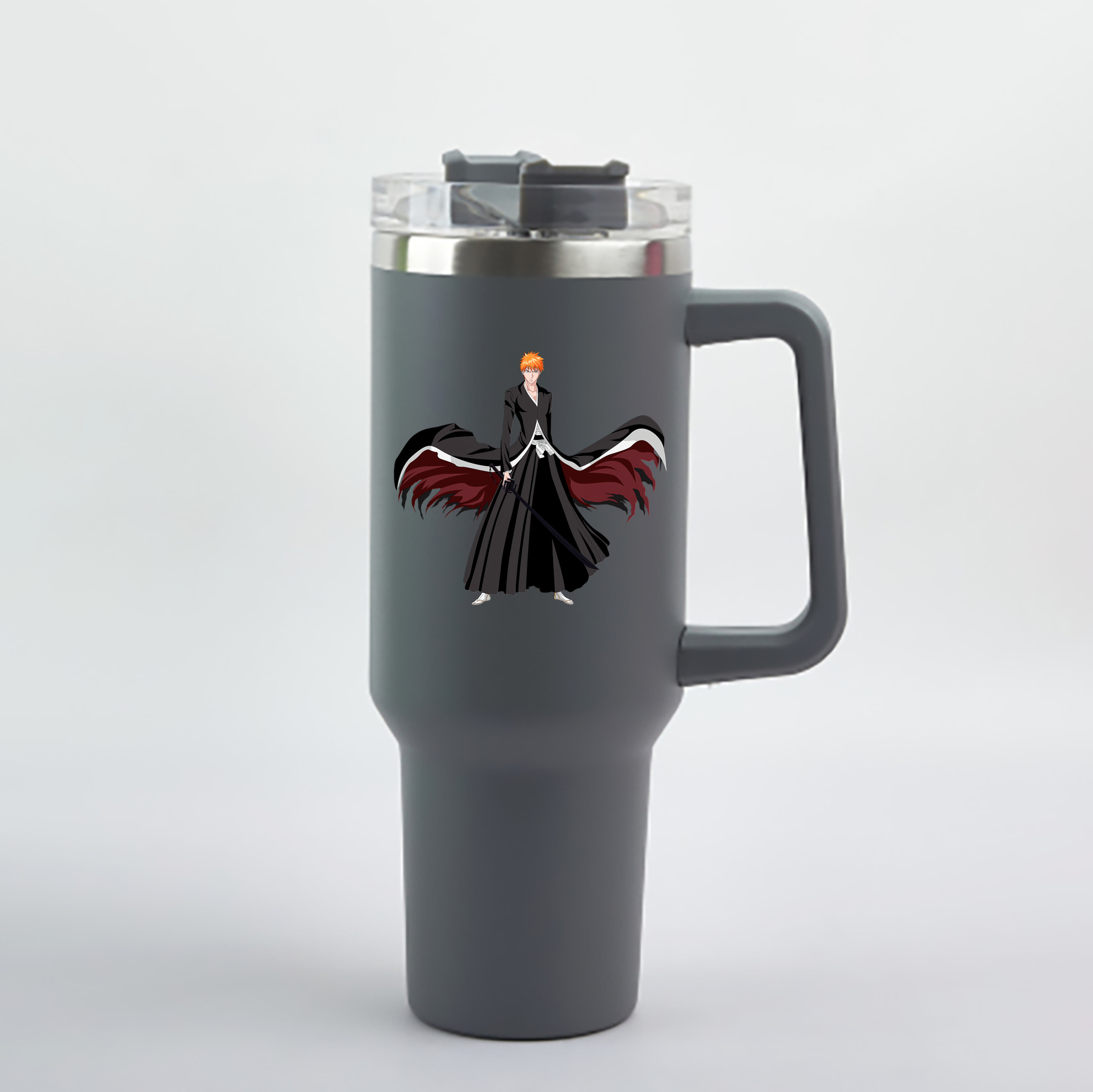 （画像用） ブリーチ 黒崎一護（くろさき いちご）BLEACH Kurosaki Ichigo 1200mL車用タンブラー - クリスタルステッカー（プラスチックストロー付き）