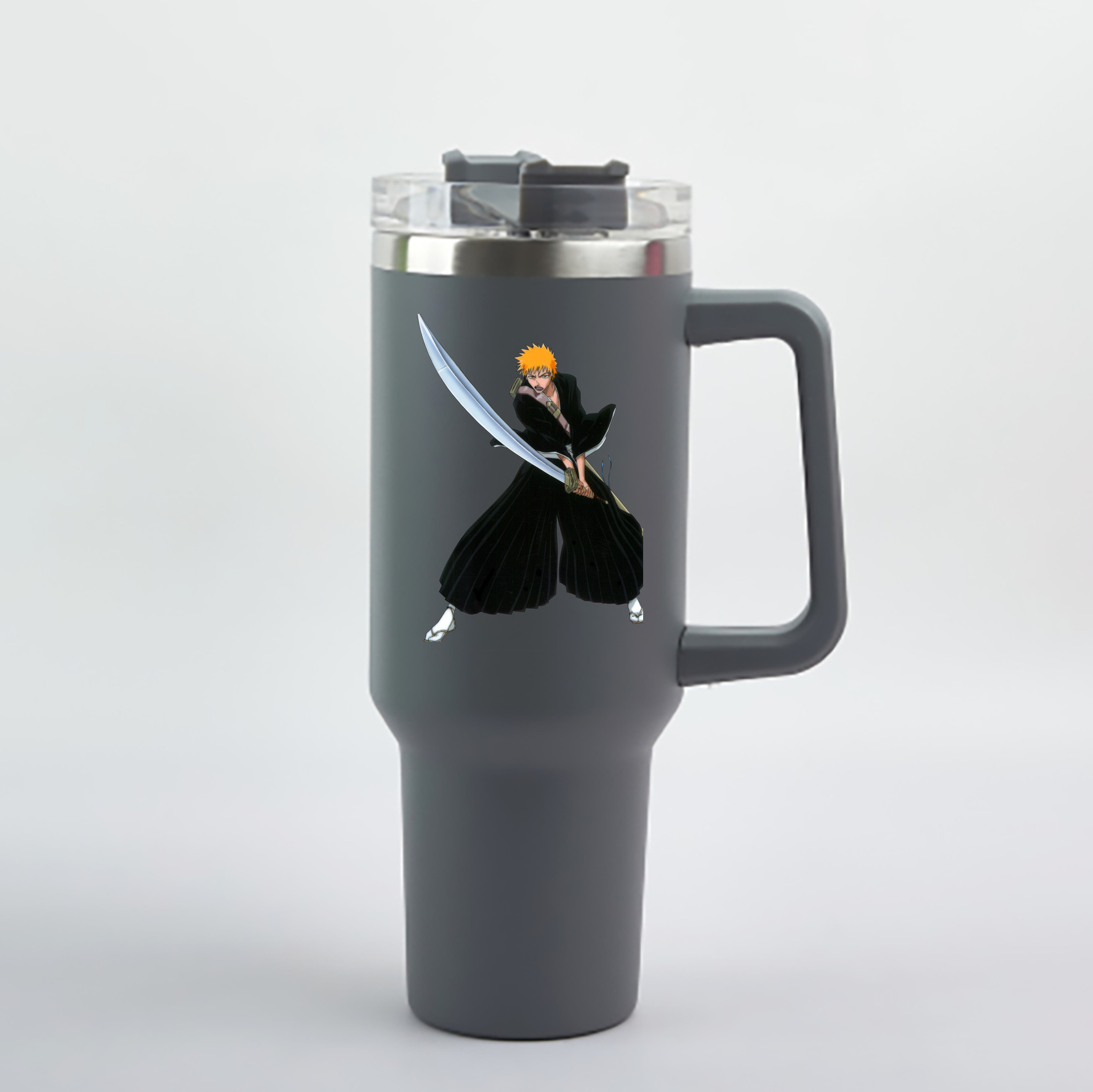 （画像用） ブリーチ 黒崎一護（くろさき いちご）BLEACH Kurosaki Ichigo 1200mL車用タンブラー - クリスタルステッカー（プラスチックストロー付き）